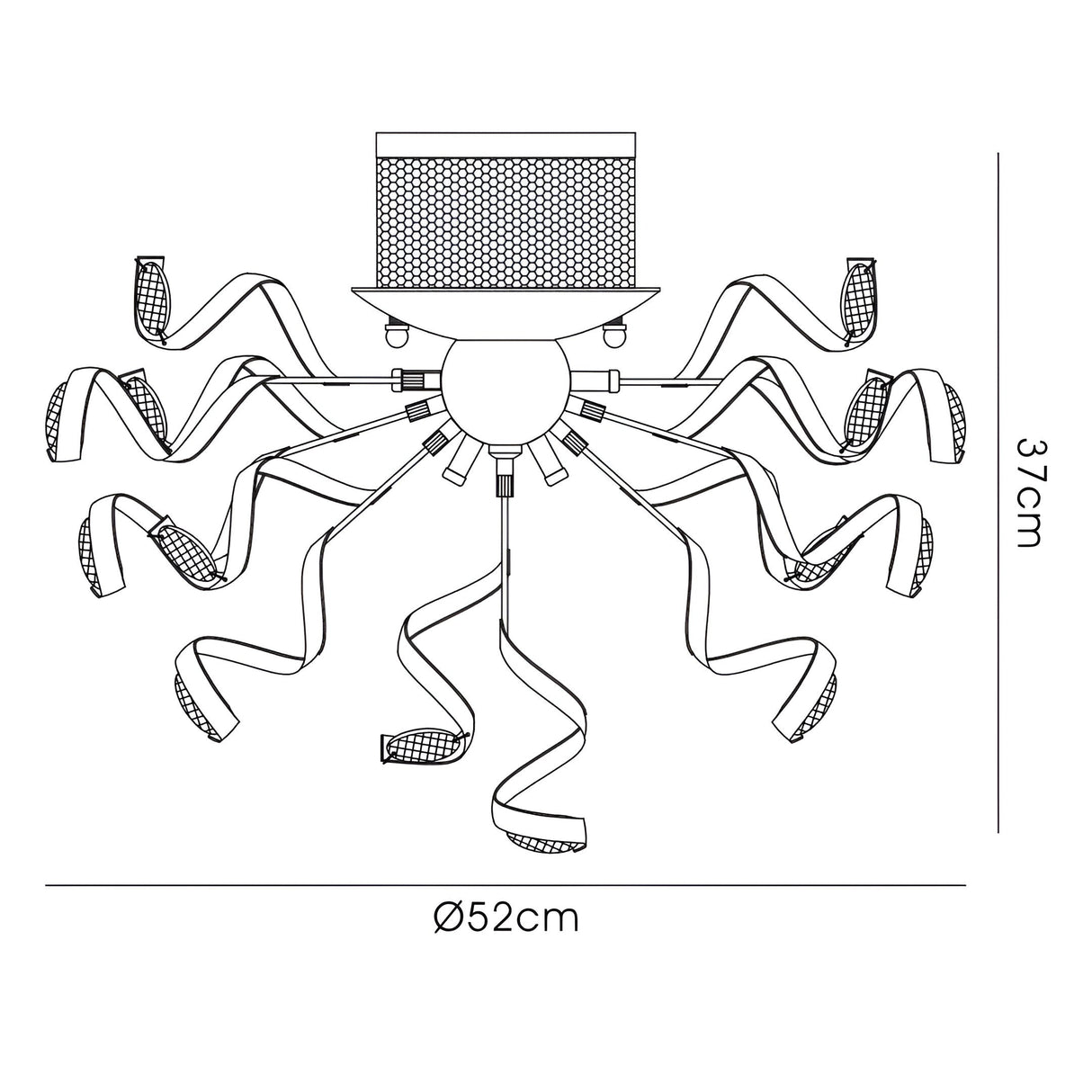 Kurlz 9 Light Crystal Semi-Flush Ceiling Light - Polished Chrome