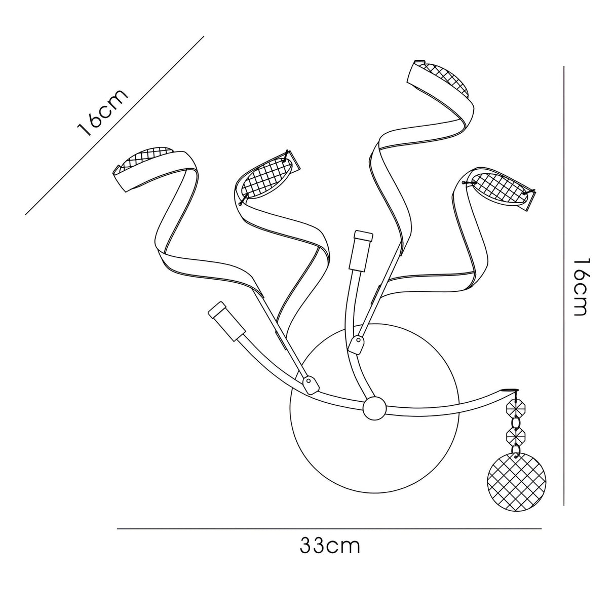 Kurlz 2 Light Crystal Wall Light - Polished Chrome