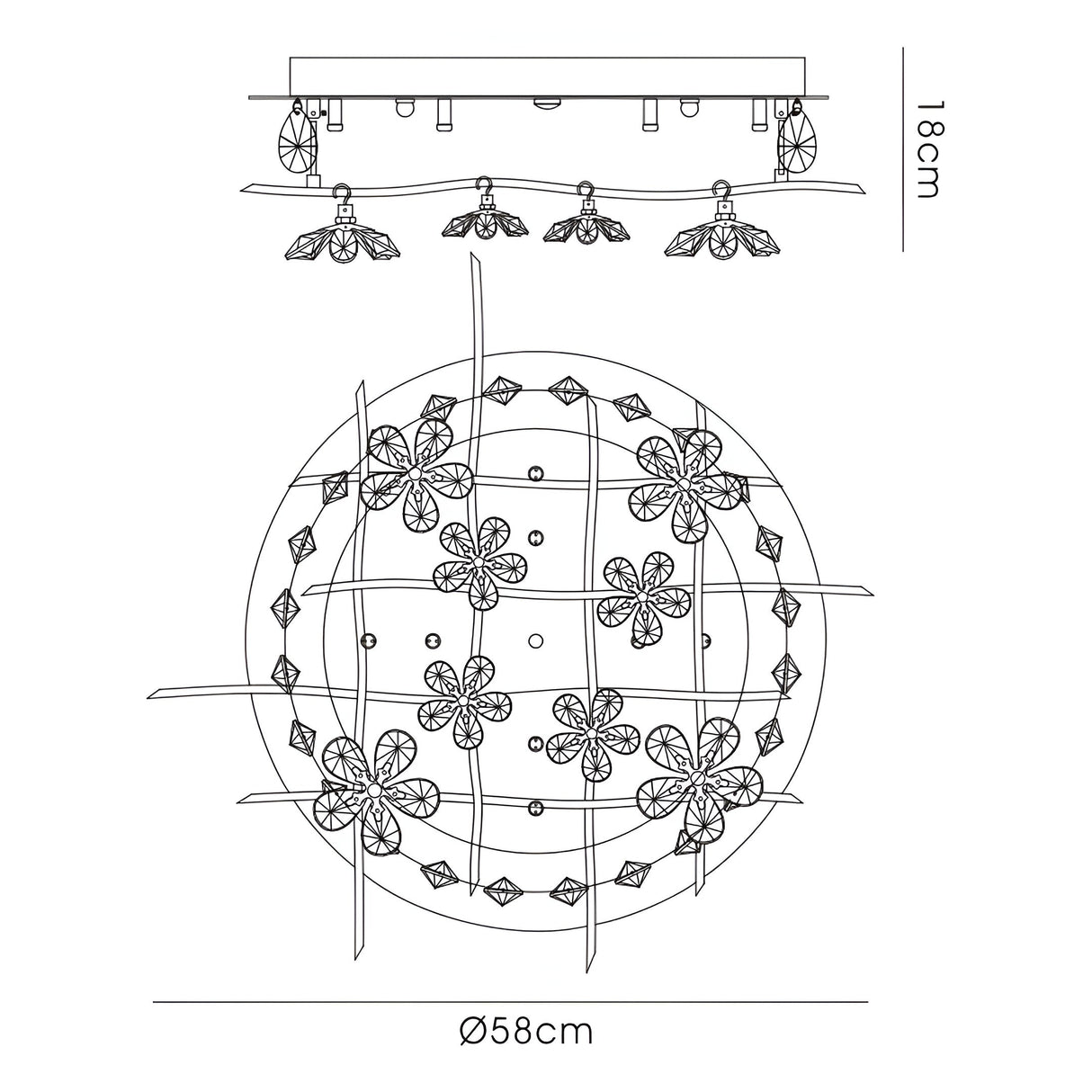Aviance 8 Light Crystal Flush Ceiling Light – Polished Chrome