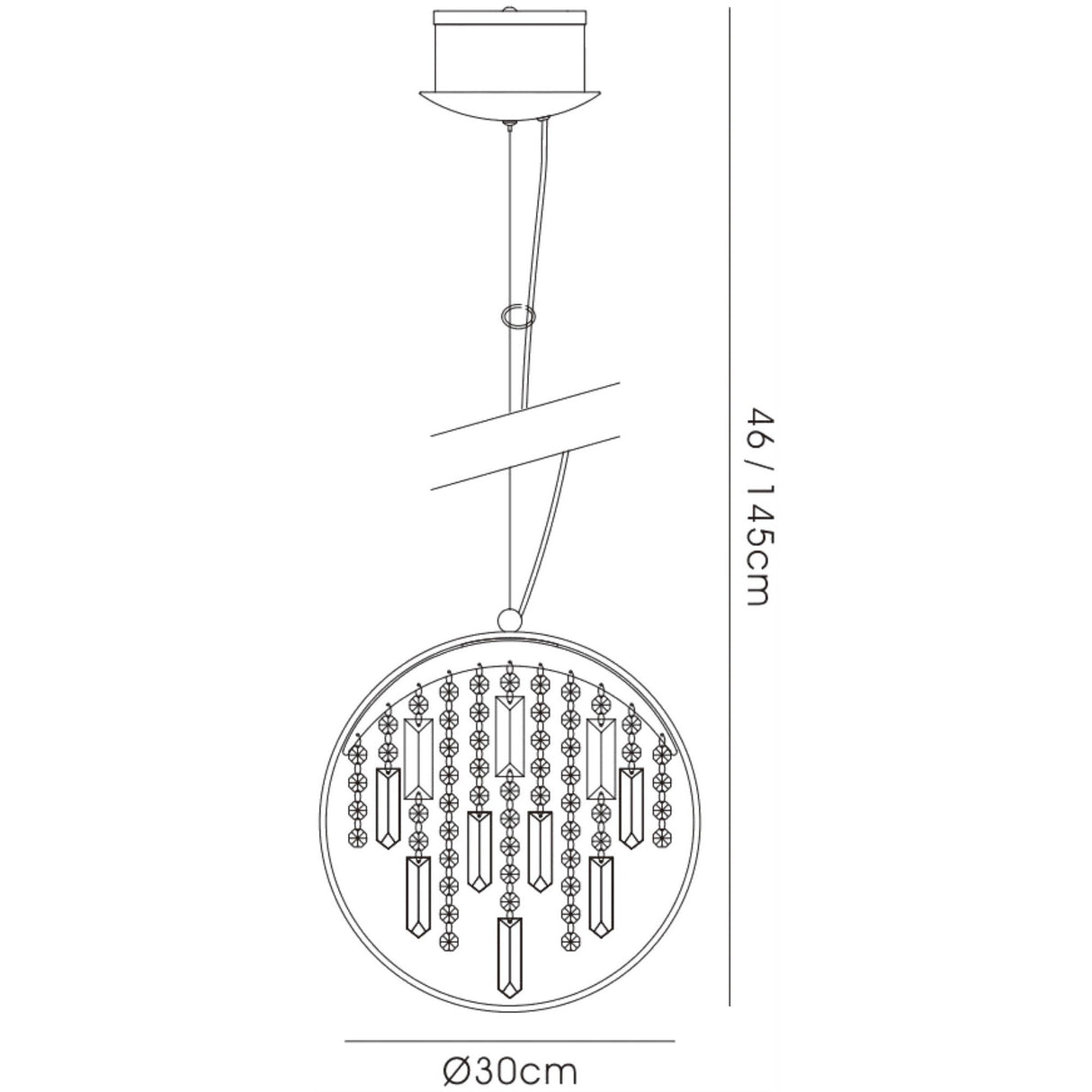 Geo 7 Light Crystal Pendant Light – Polished Chrome