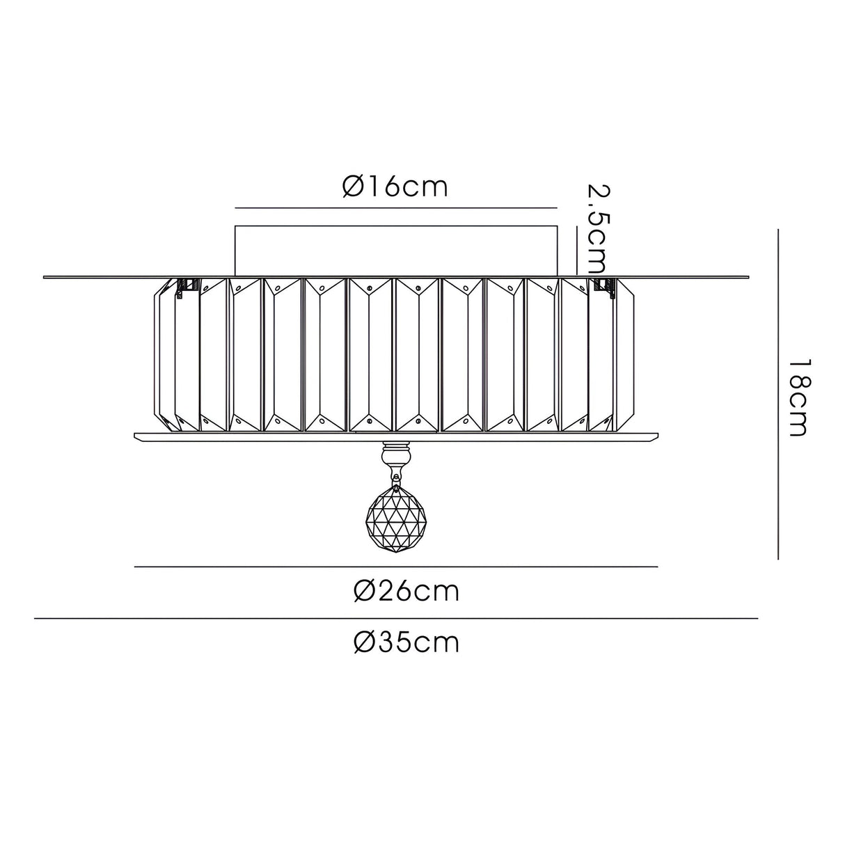 Tosca 4 Light Round Glass/Crystal Flush Ceiling Light – Antique Brass