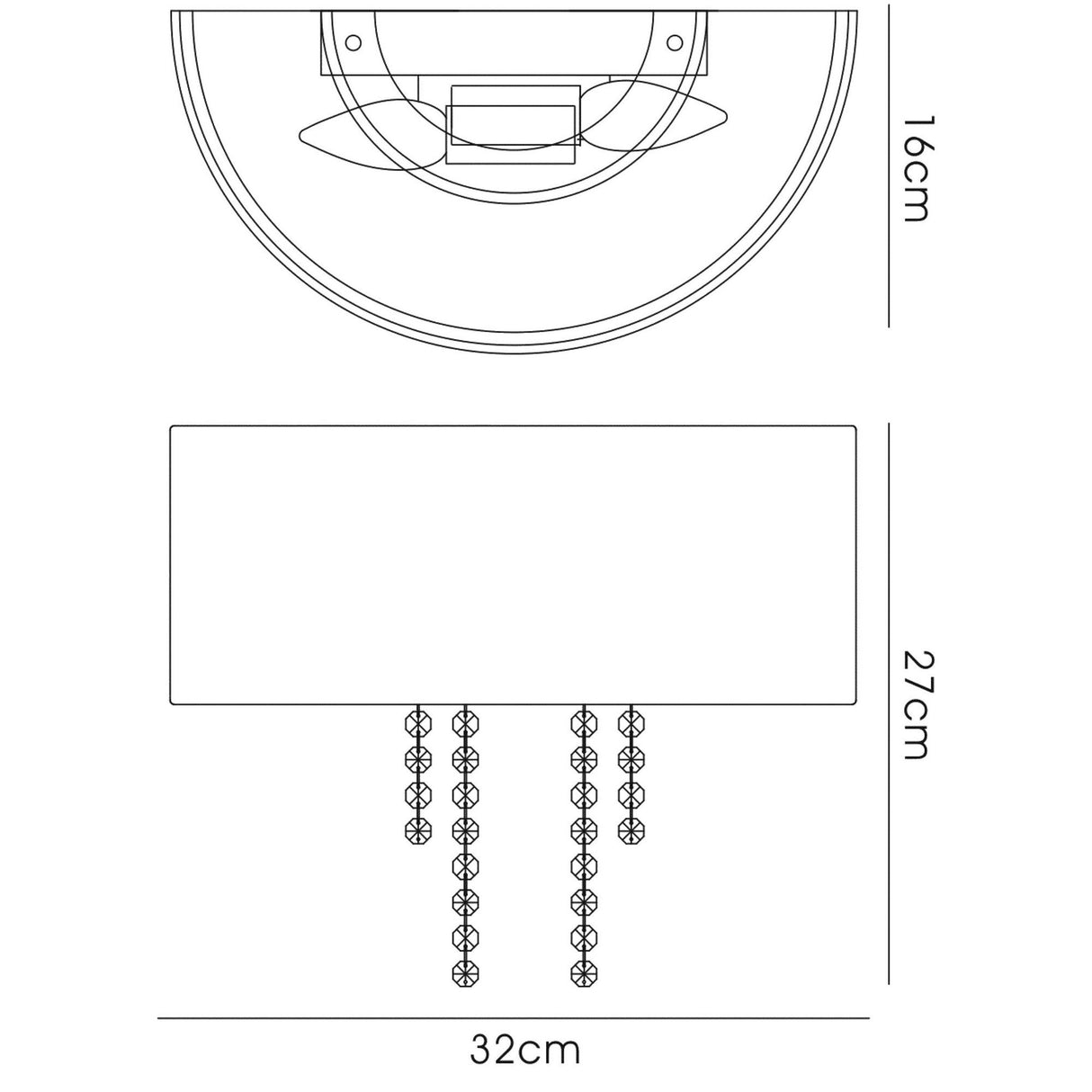 Nerissa 2 Light Crystal Wall Light - Chrome With Black Shade