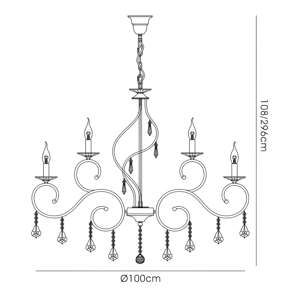 Torino 100cm 18 Light Crystal Chandelier - French Gold