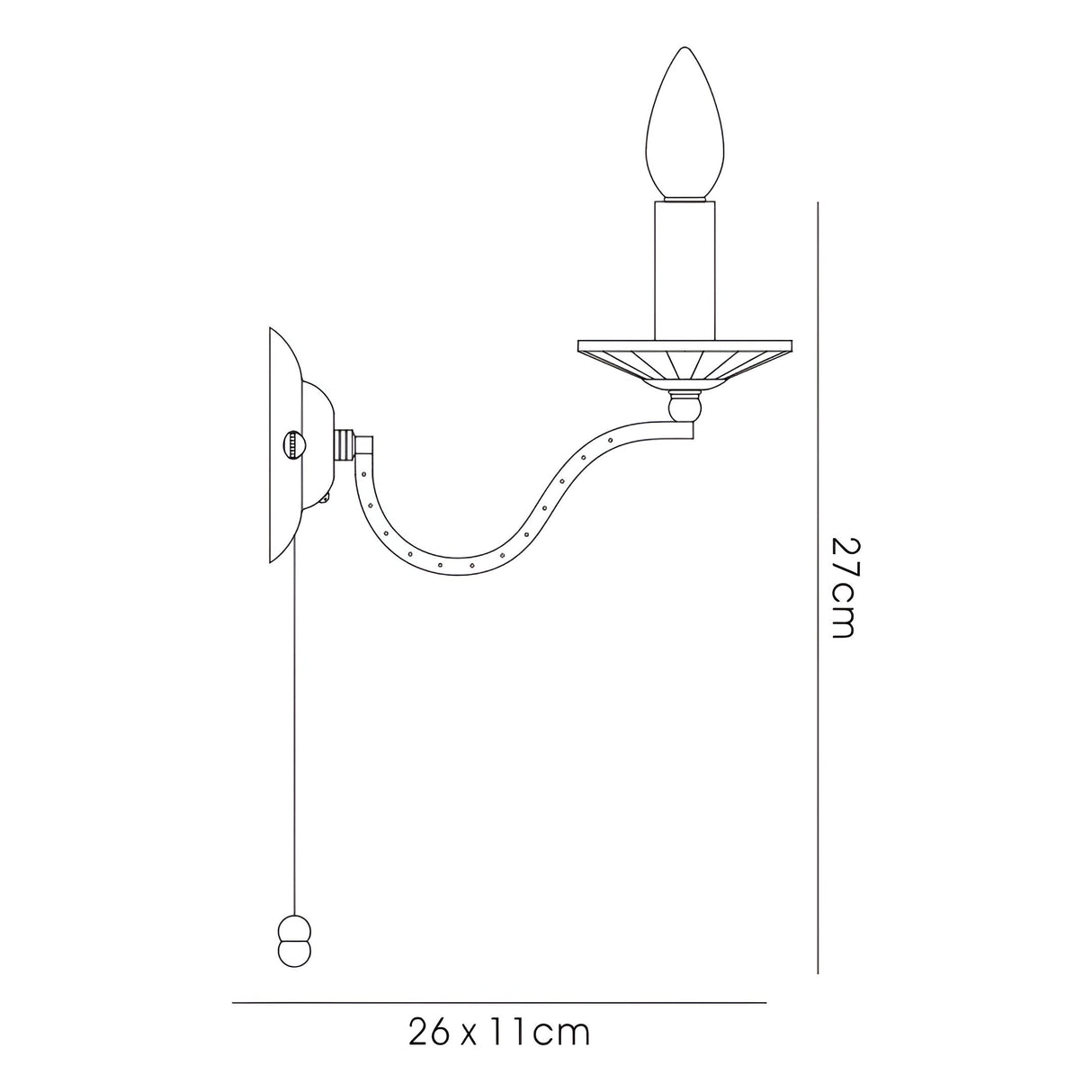 Niobe 1 Light Crystal Wall Light With Switch - Chrome