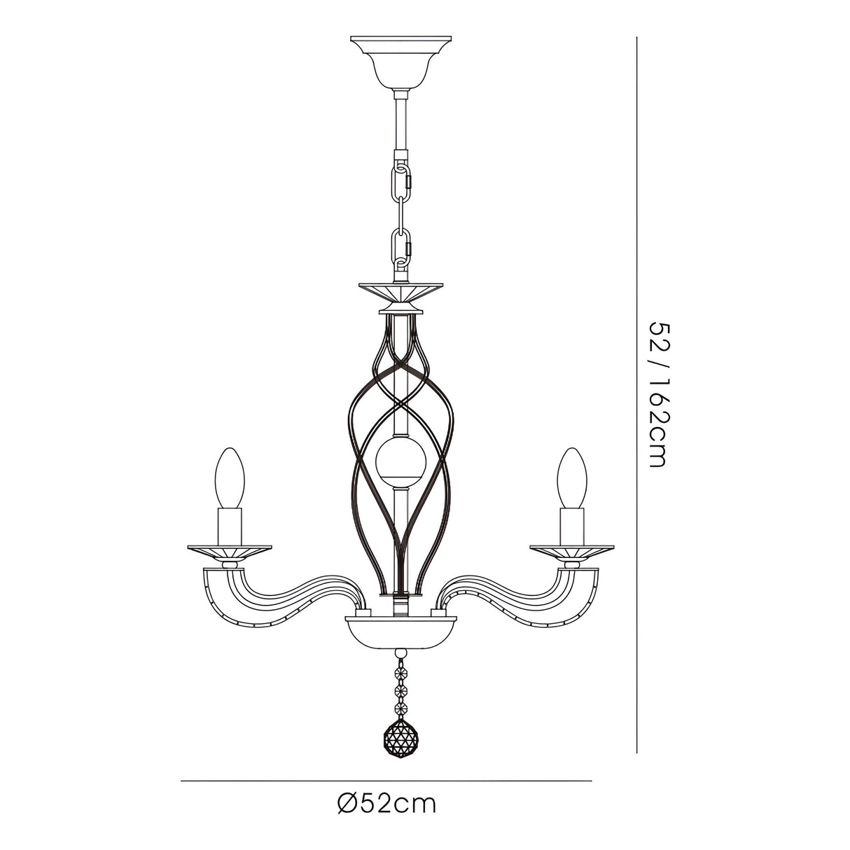 Santo 52cm 4 Light Crystal Chandelier - Polished Chrome