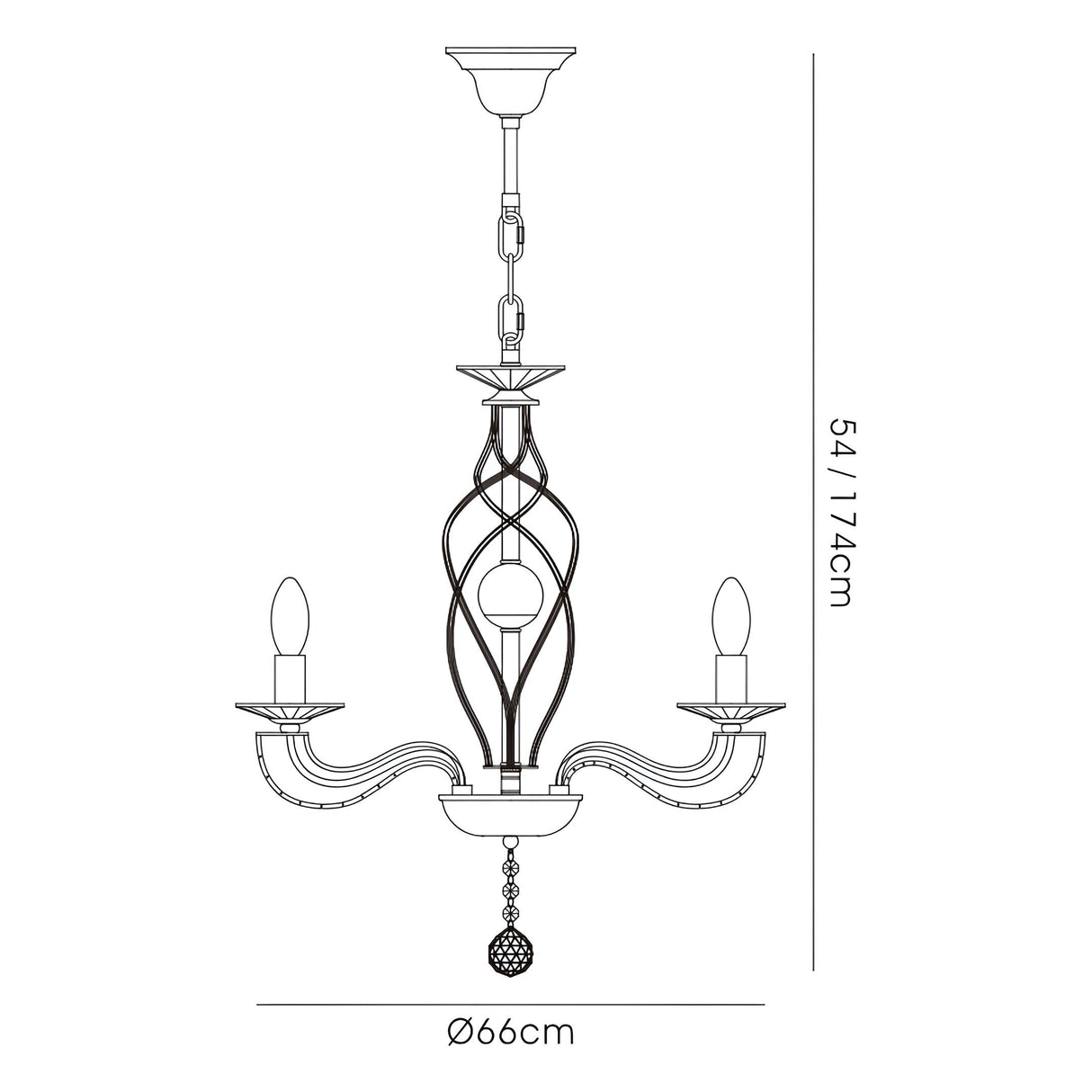 Santo 66cm 6 Light Crystal Chandelier - Polished Chrome