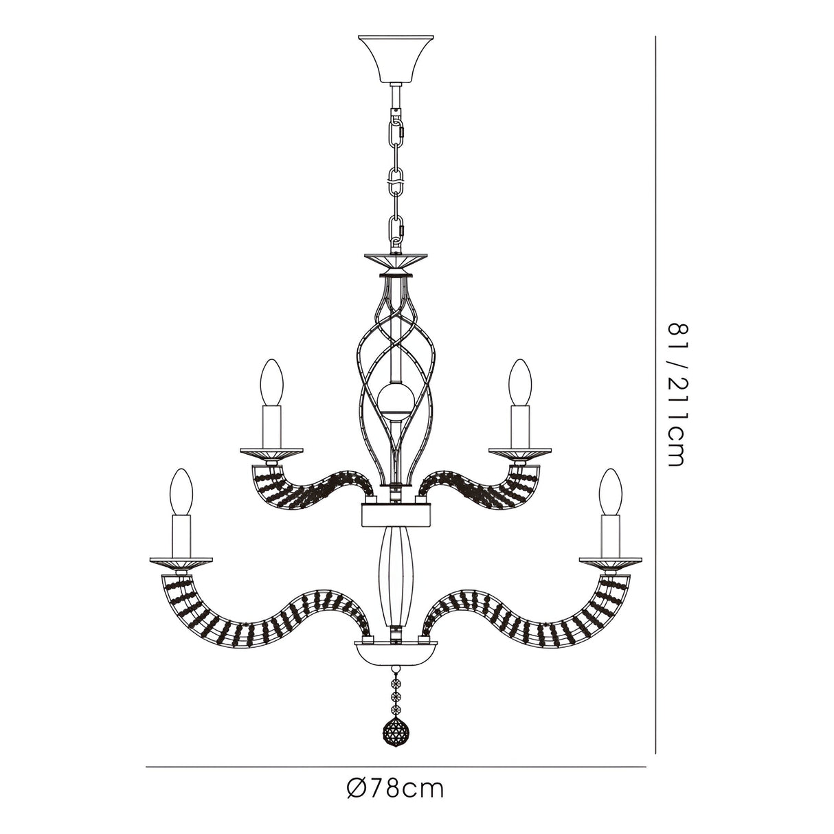 Santo 78cm 2 Tier 12 Light Crystal Chandelier - Polished Chrome