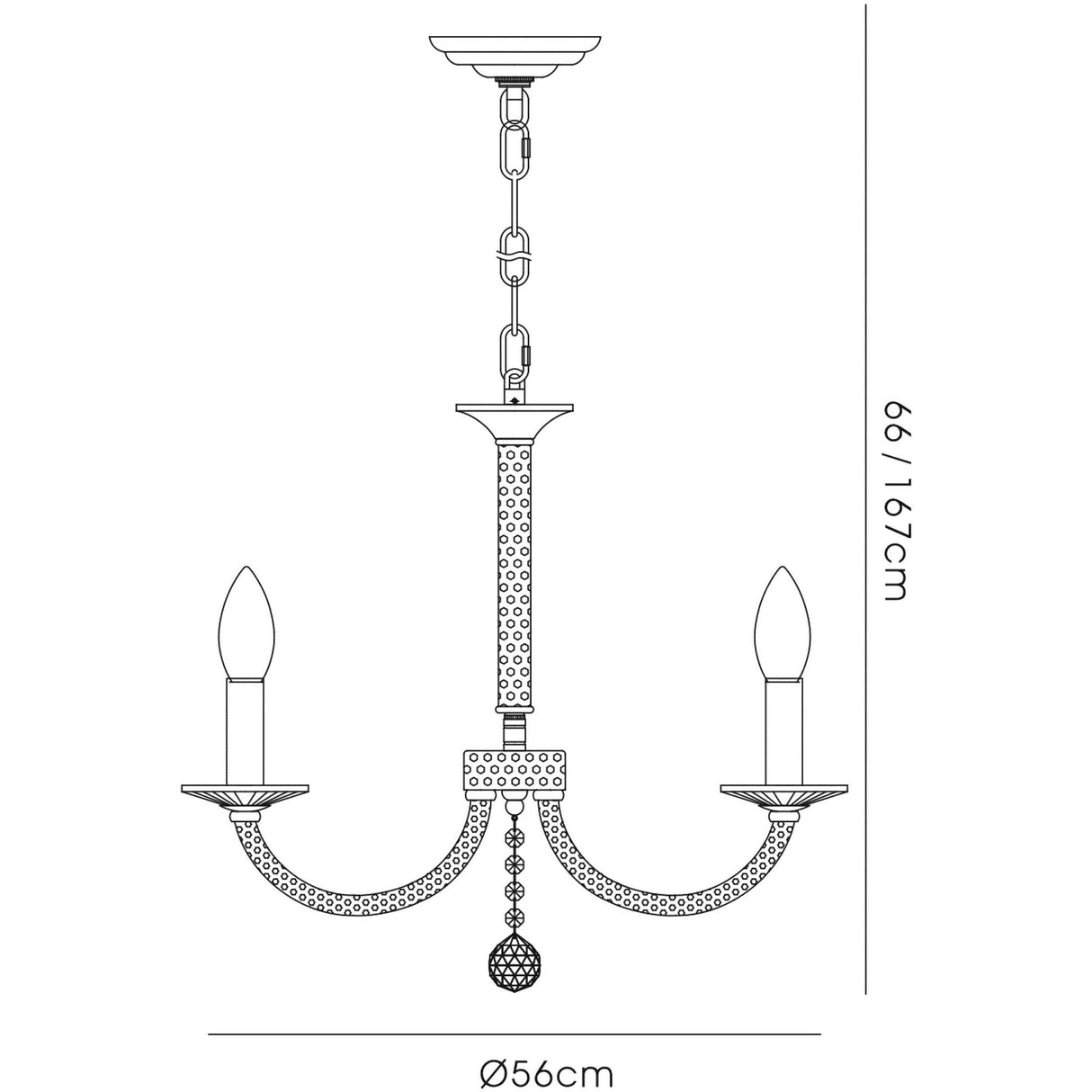 Elena 56cm 5 Light Crystal Chandelier - Black Chrome