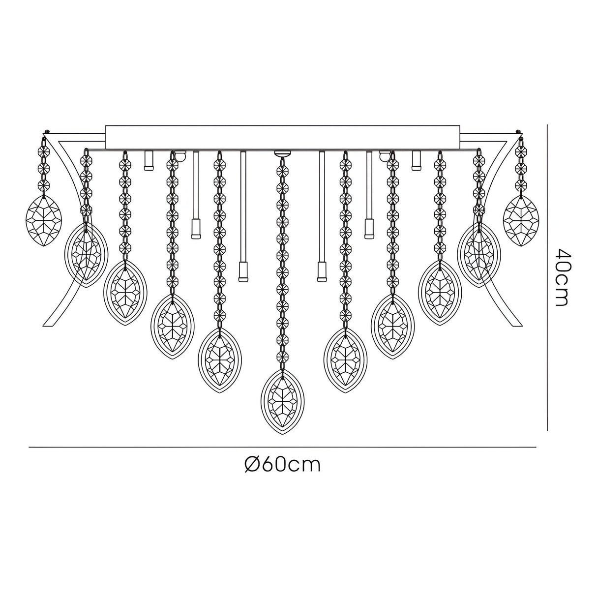 Mios 12 Light Crystal Flush Ceiling Light - Polished Chrome