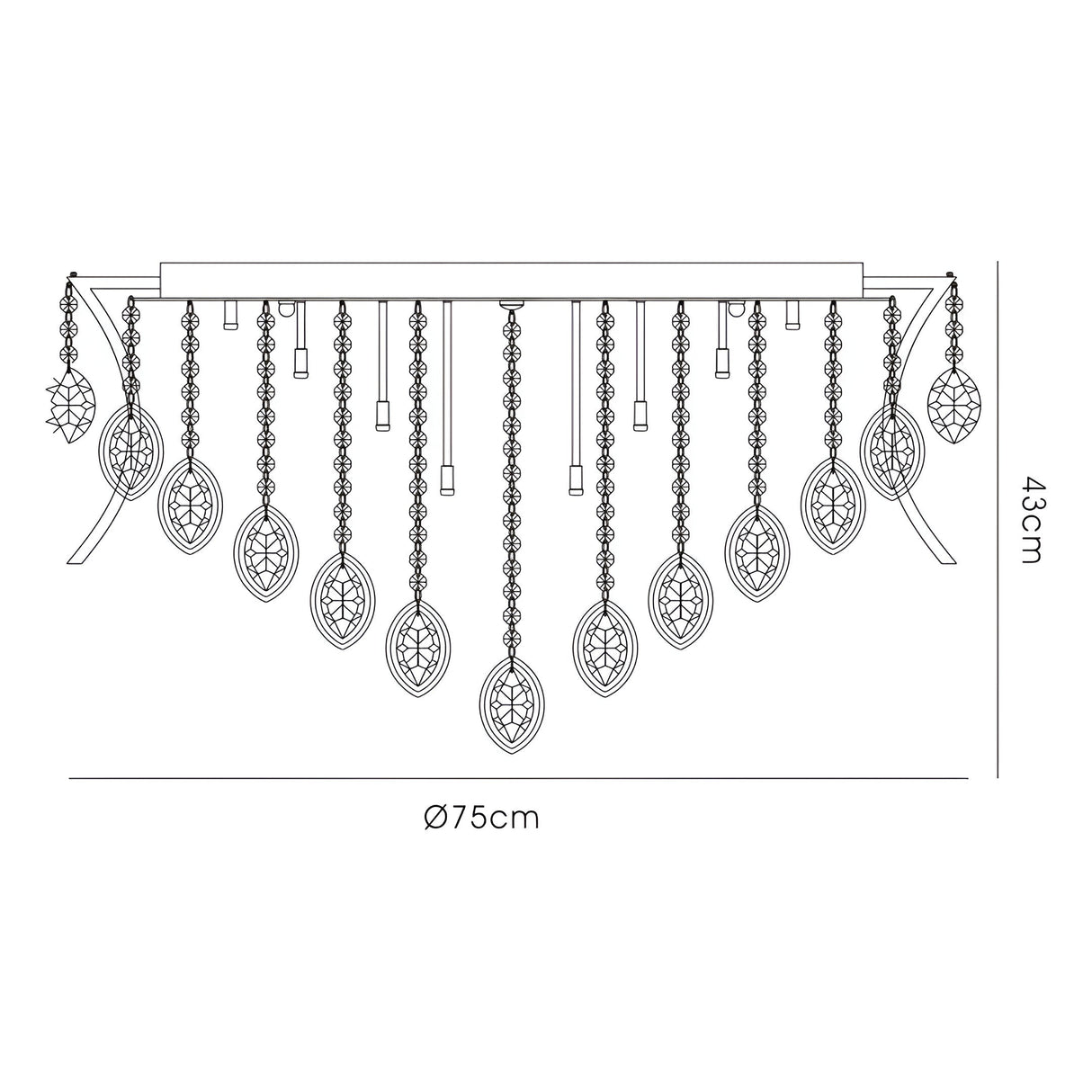 Mios 15 Light Crystal Flush Ceiling Light - Polished Chrome