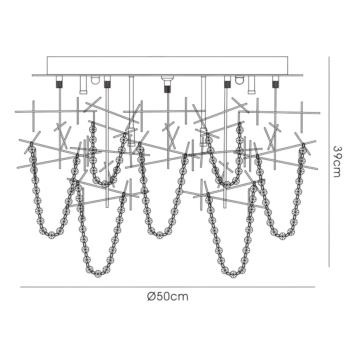 Lexi 10 Light Crystal Semi-Flush Ceiling Light - Polished Chrome