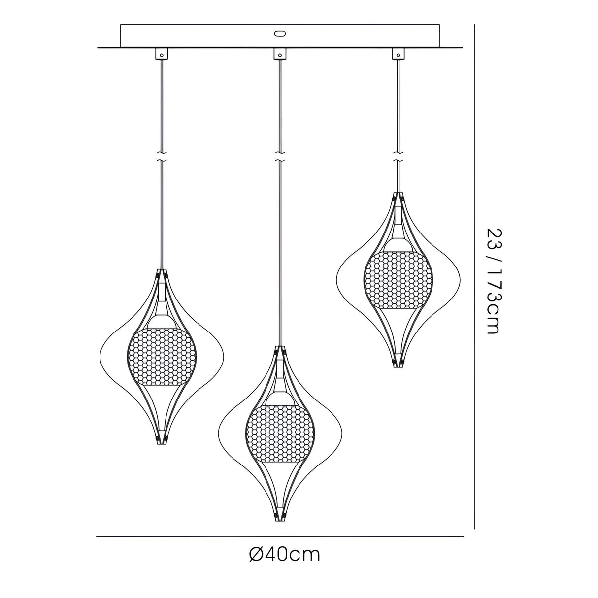 Amano Large 3 Light Crystal Cluster Pendant Light - Polished Chrome
