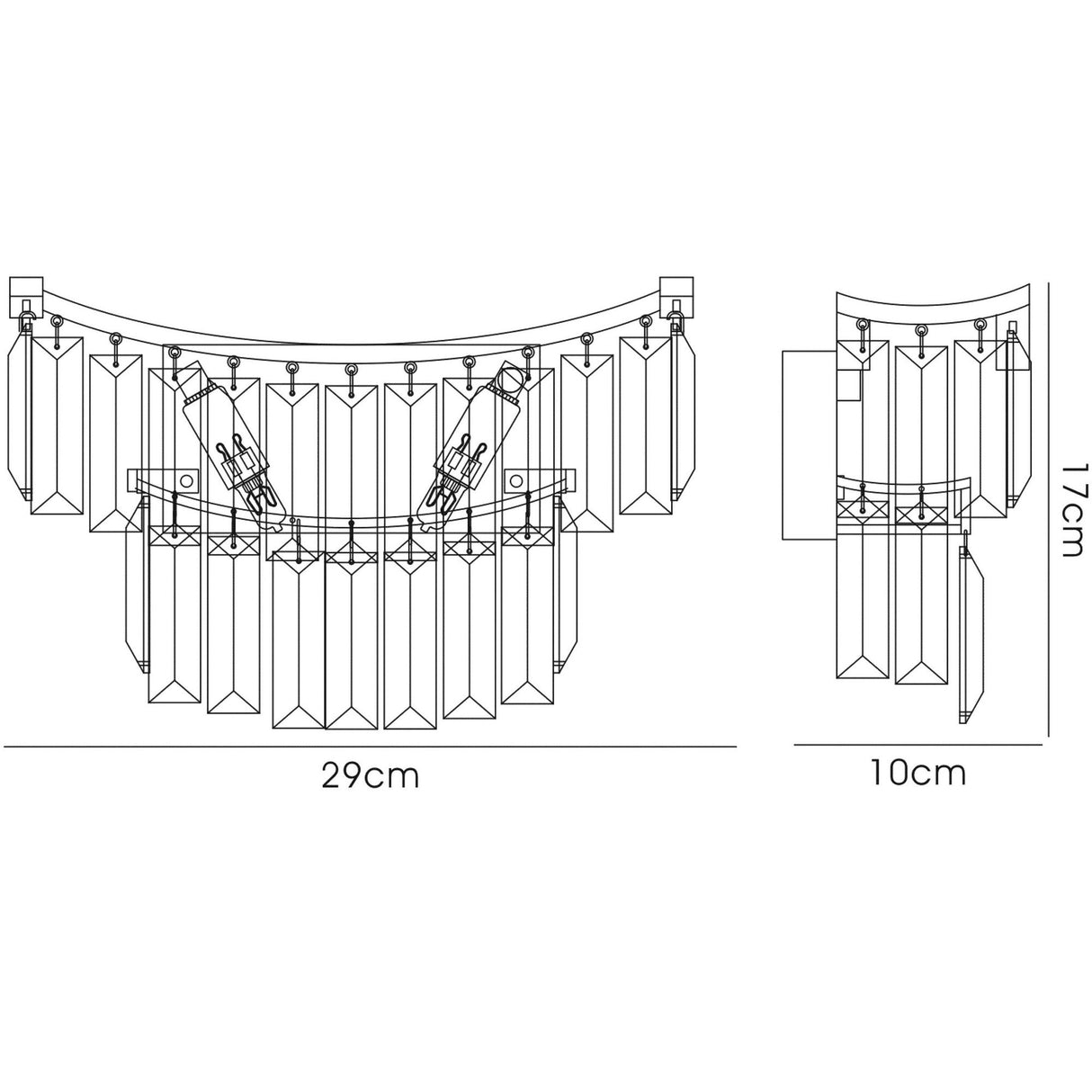 Gianni 2 Light Crystal Wall Light - Polished Chrome