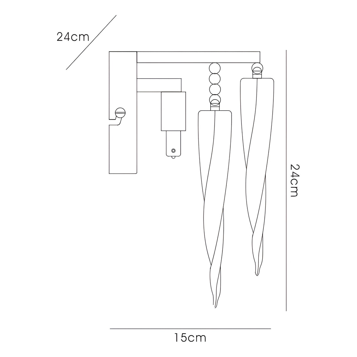 Tropez 2 Light Glass Wall Light - Polished Chrome