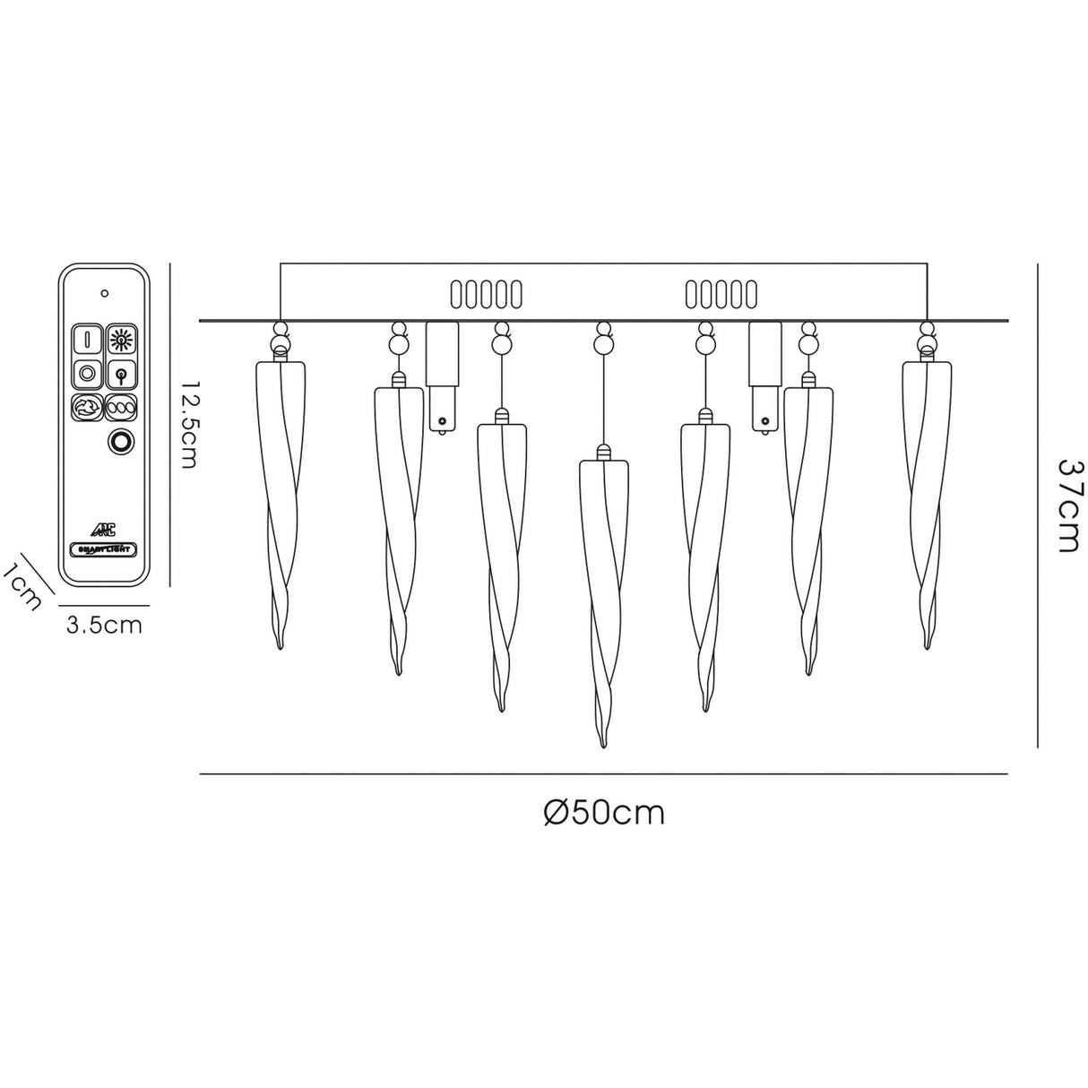 Tropez 6 Light Glass Flush Ceiling Light With RGB & Remote Control – Polished Chrome