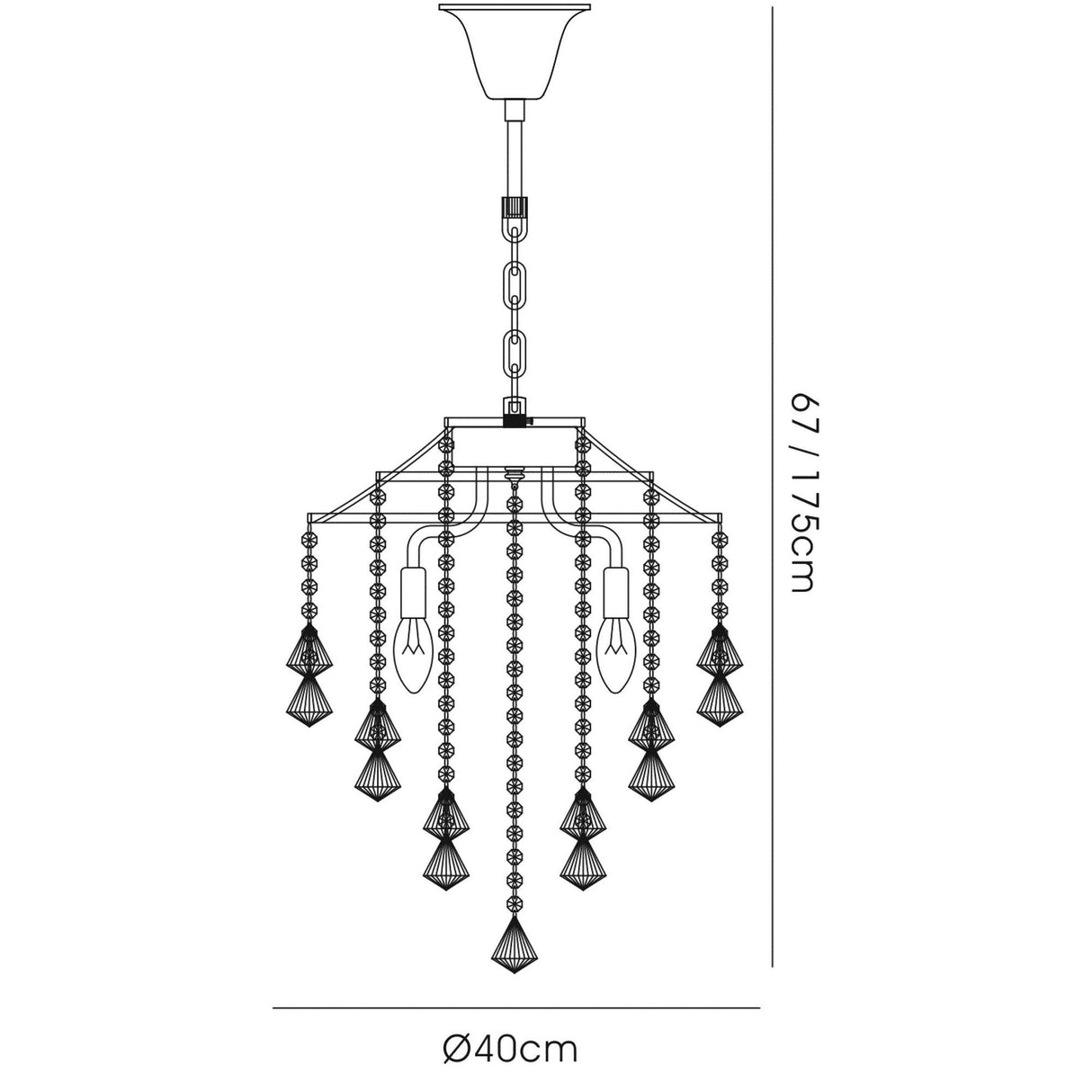 Inina 40cm 4 Light Crystal Chandelier - Polished Chrome