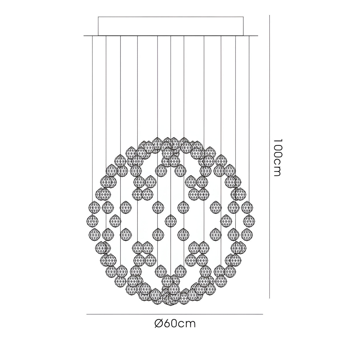 Colorado 8 Light Sphere Crystal Cluster Pendant Light - Polished Chrome