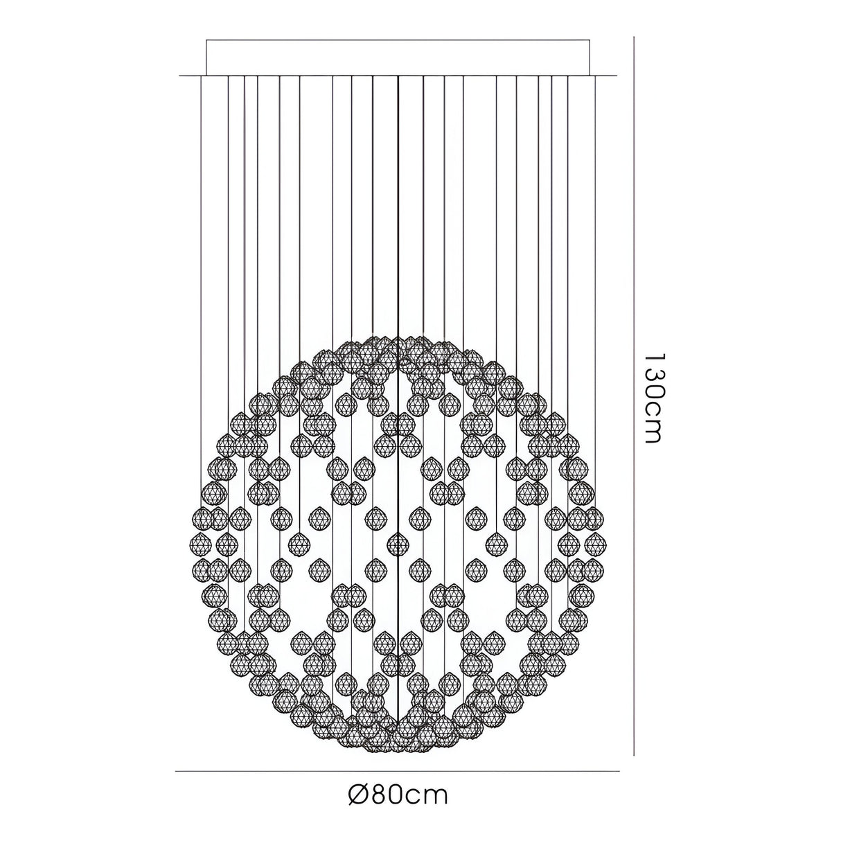 Colorado 13 Light Sphere Crystal Cluster Pendant Light - Polished Chrome