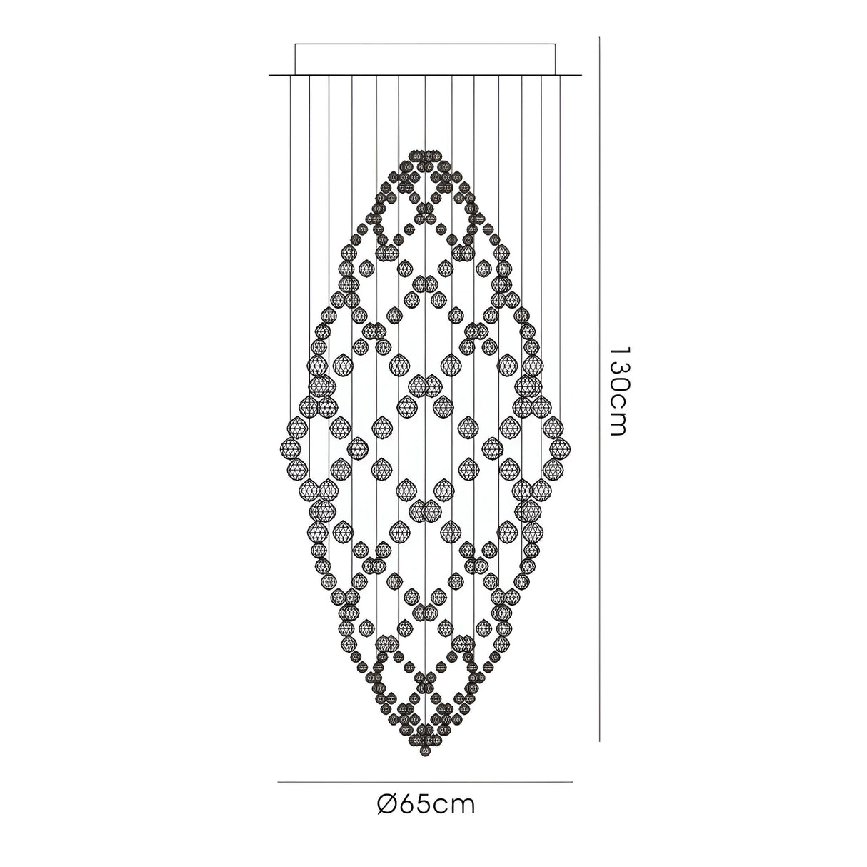 Colorado 9 Light Oval Crystal Cluster Pendant Light - Polished Chrome