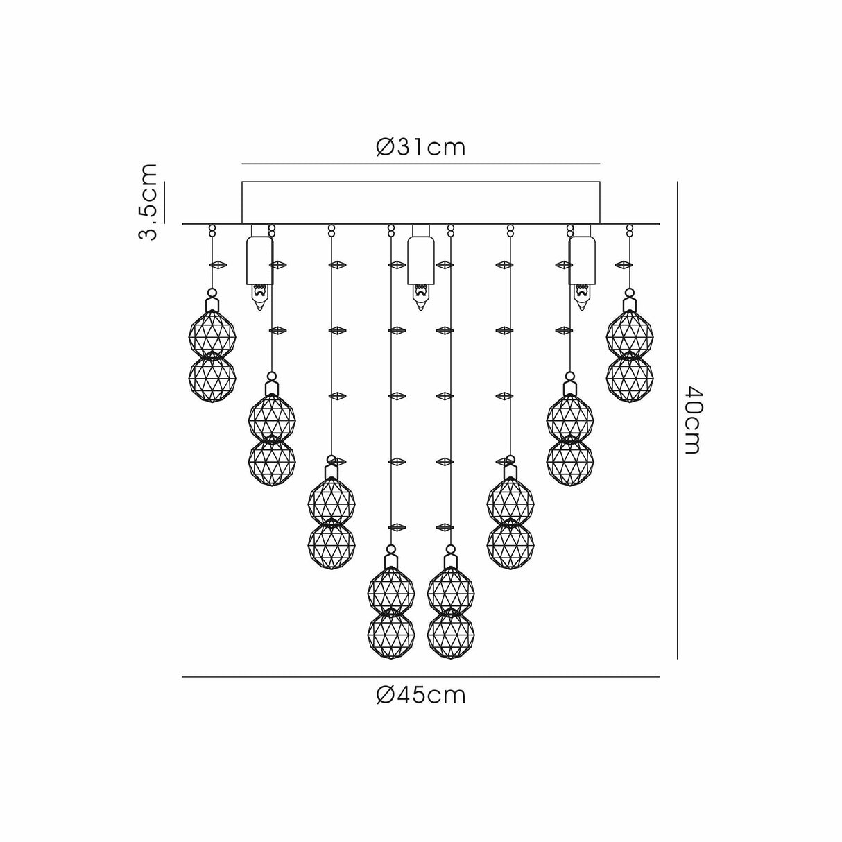 Colorado 5 Light Round Crystal Semi-Flush Ceiling Light - Polished Chrome