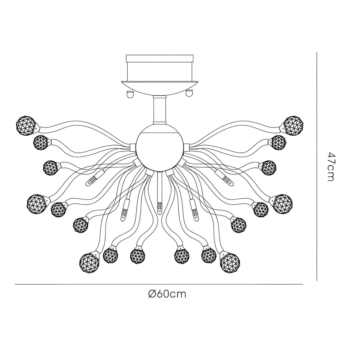 Tizio 10 Light Crystal Semi-Flush Ceiling Light – French Gold