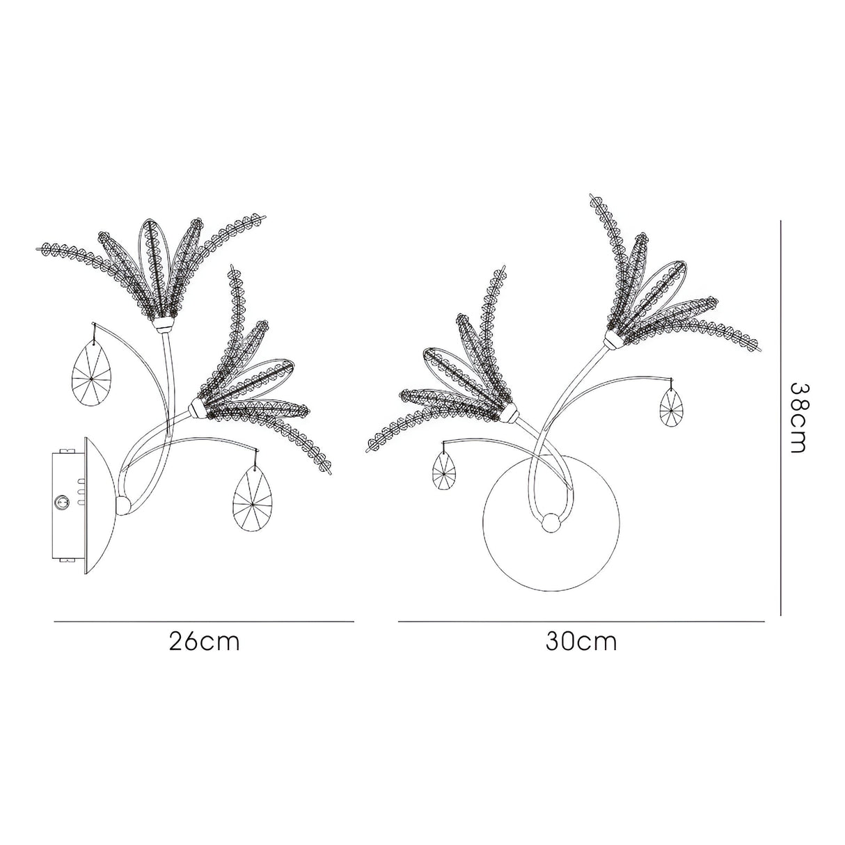 Kenzo 2 Light Crystal Wall Light With Switch - Gold