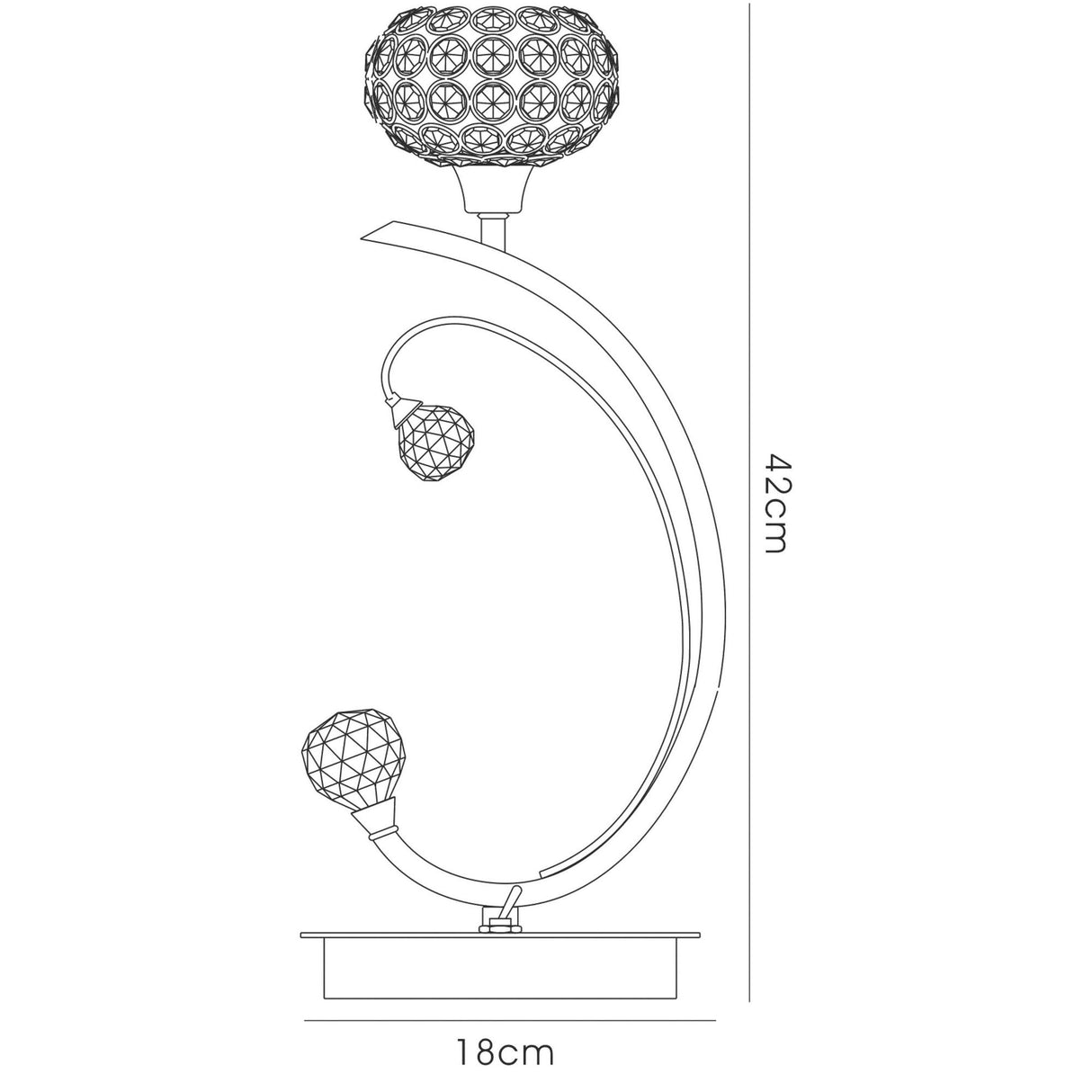 Cara 1 Light Crystal Table Lamp - Satin Nickel