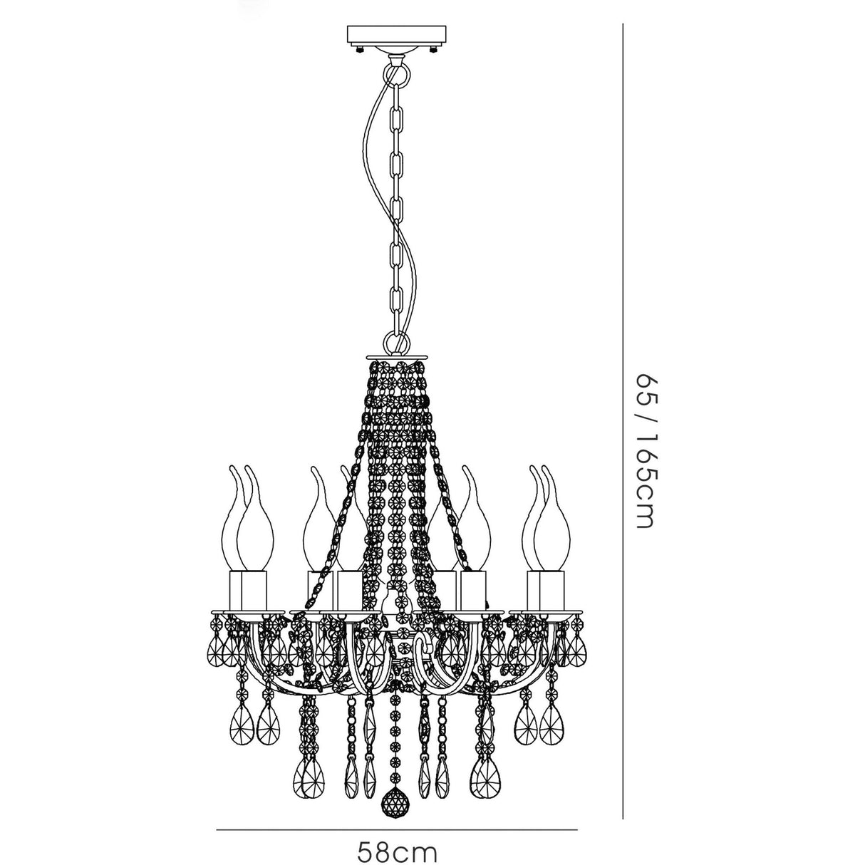 Kyra 58cm 8 Light Crystal Chandelier - Satin Nickel