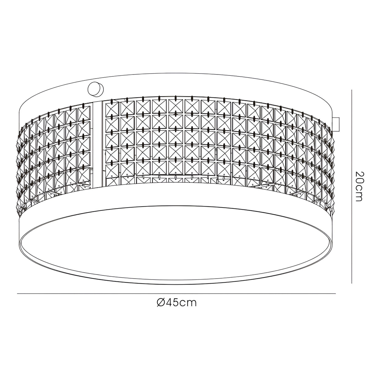 Celsa 4 Light Faux Leather Crystal Flush Ceiling Light - Dark Brown