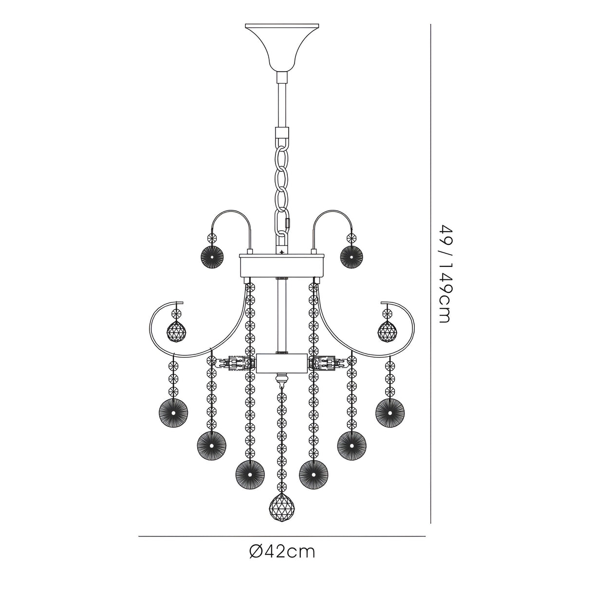 Rosina 42cm 5 Light Crystal Chandelier - Polished Chrome