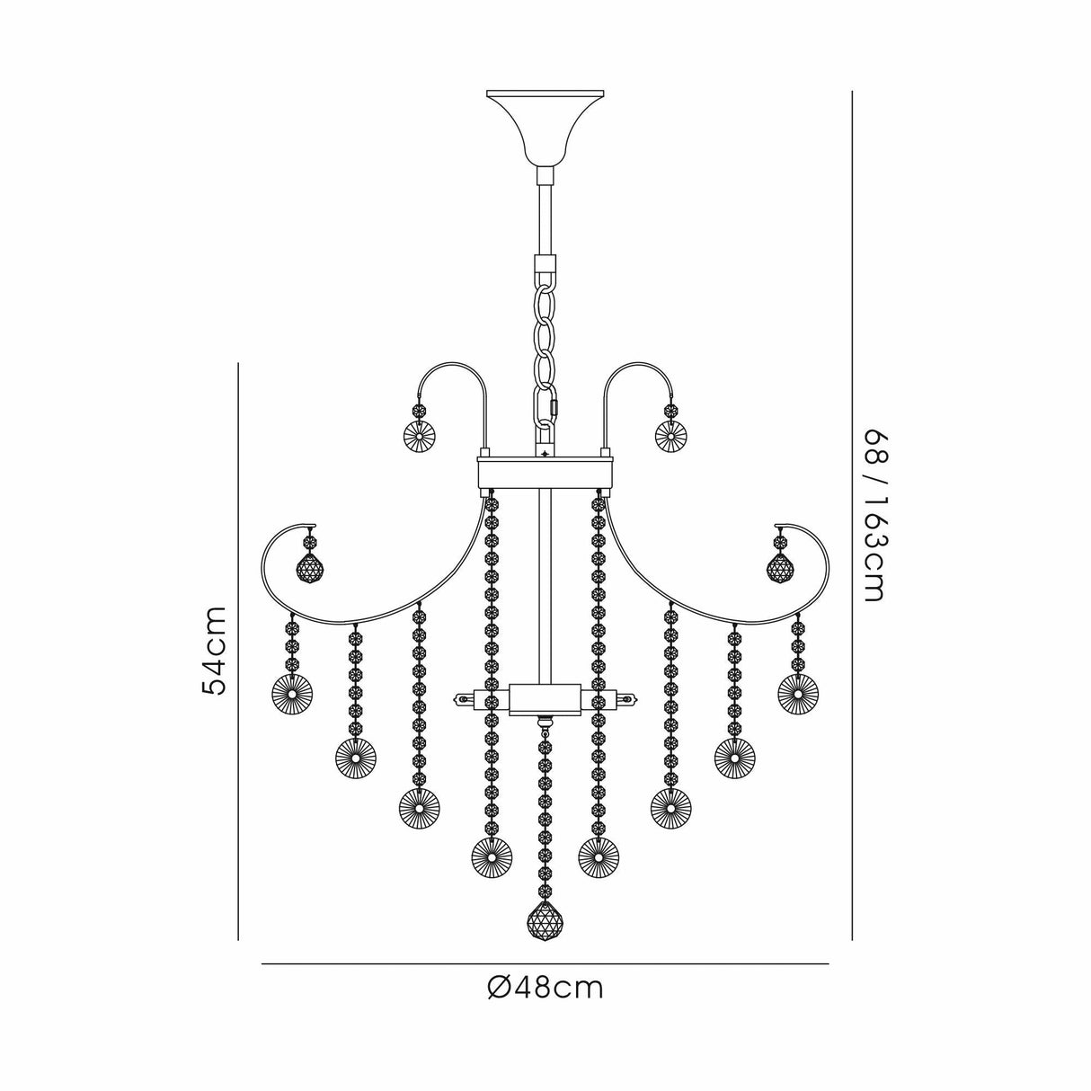 Rosina 48cm 6 Light Crystal Chandelier - Polished Chrome