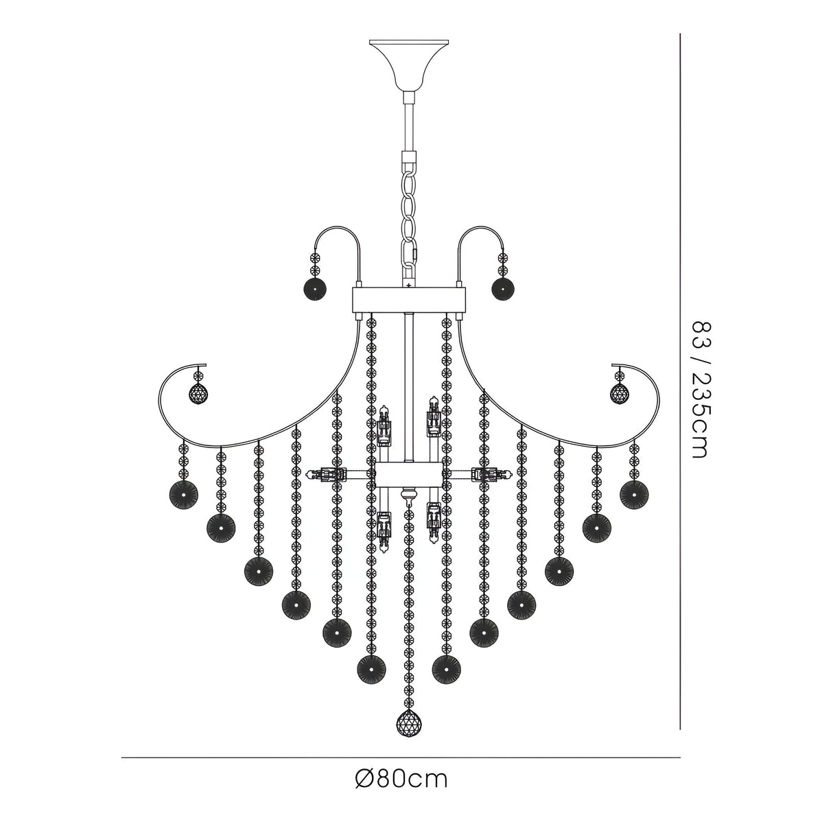 Rosina 83cm 8 Light Crystal Chandelier - Polished Chrome