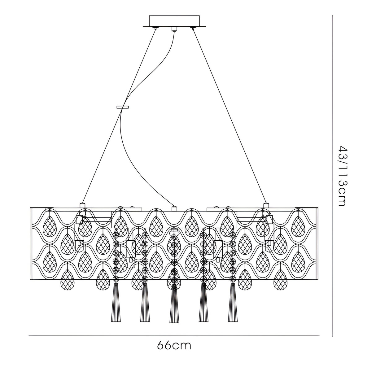 Kenzie 66cm G9 16 Light Crystal Suspension Light - Polished Chrome