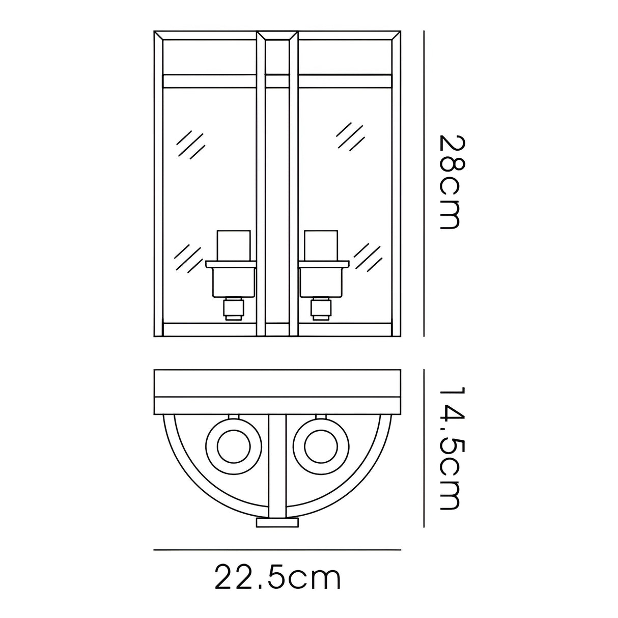 Eaton 2 Light Glass Wall Light - Polished Chrome