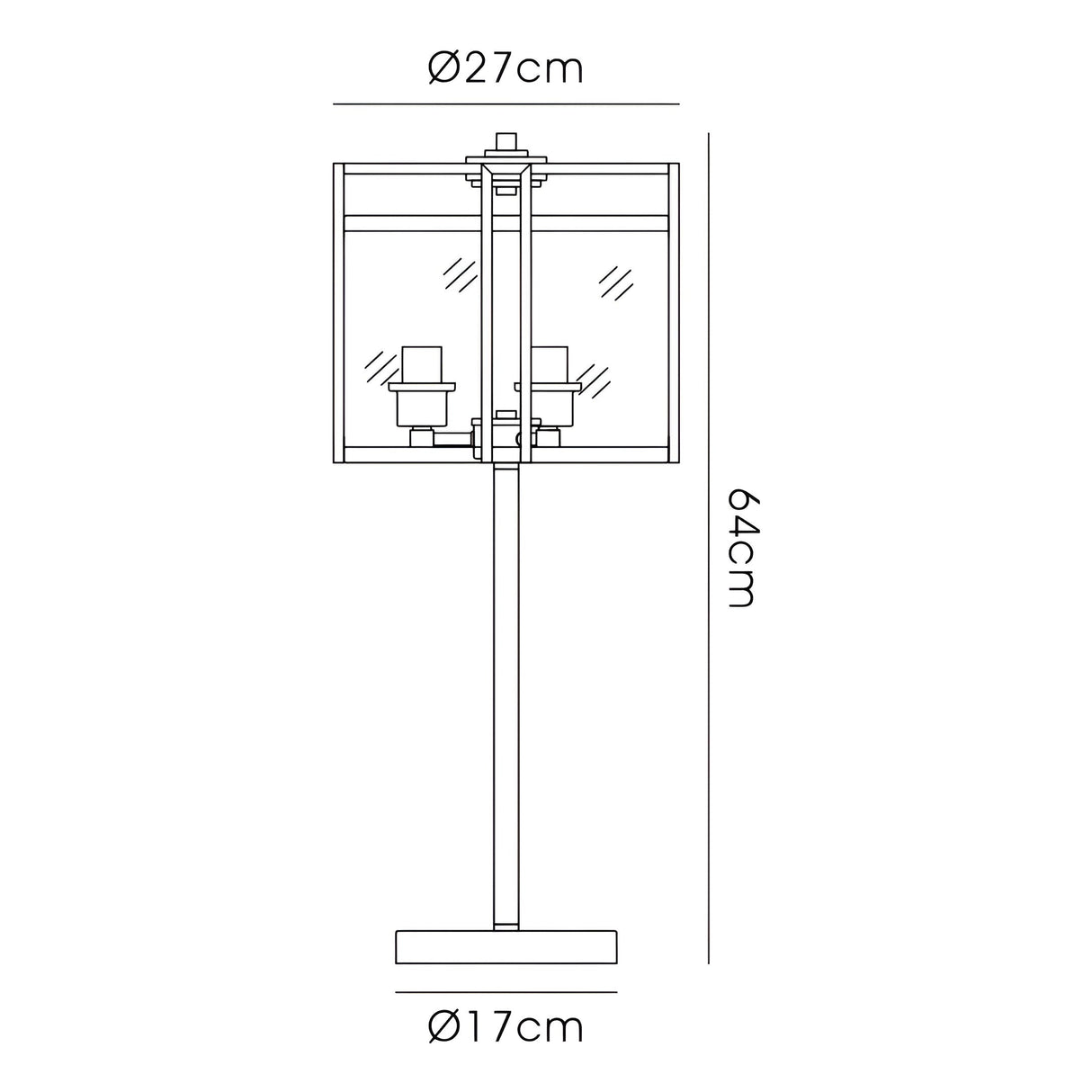Eaton 3 Light Table Lamp - Polished Chrome With Glass
