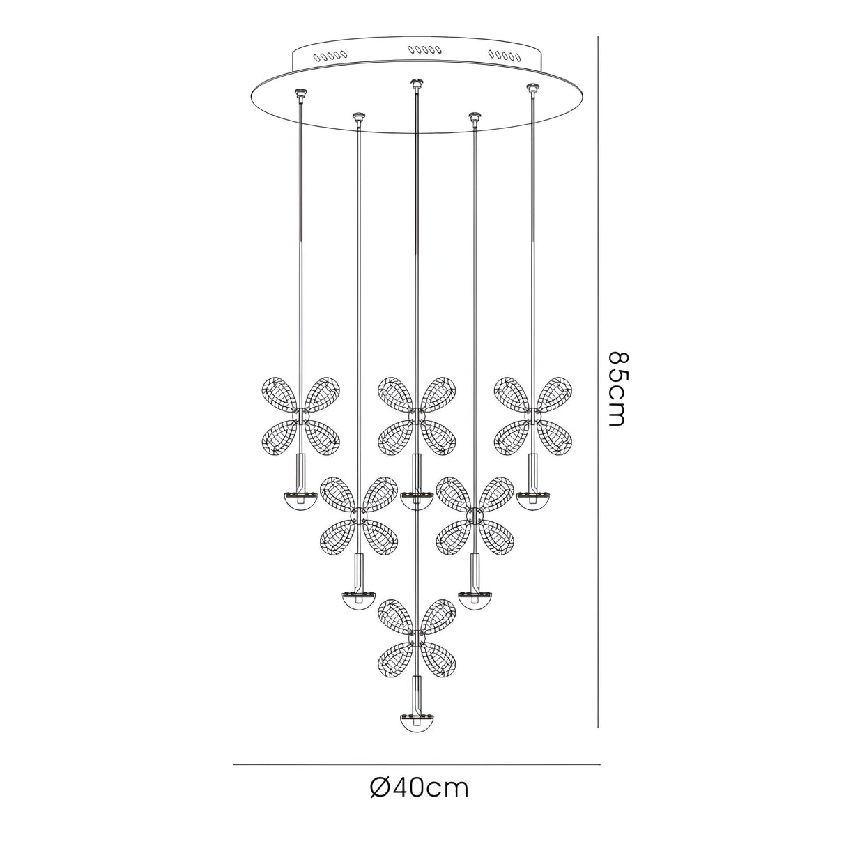 Aviva 10 Light LED Crystal Cluster Pendant Light 4000K - Polished Chrome