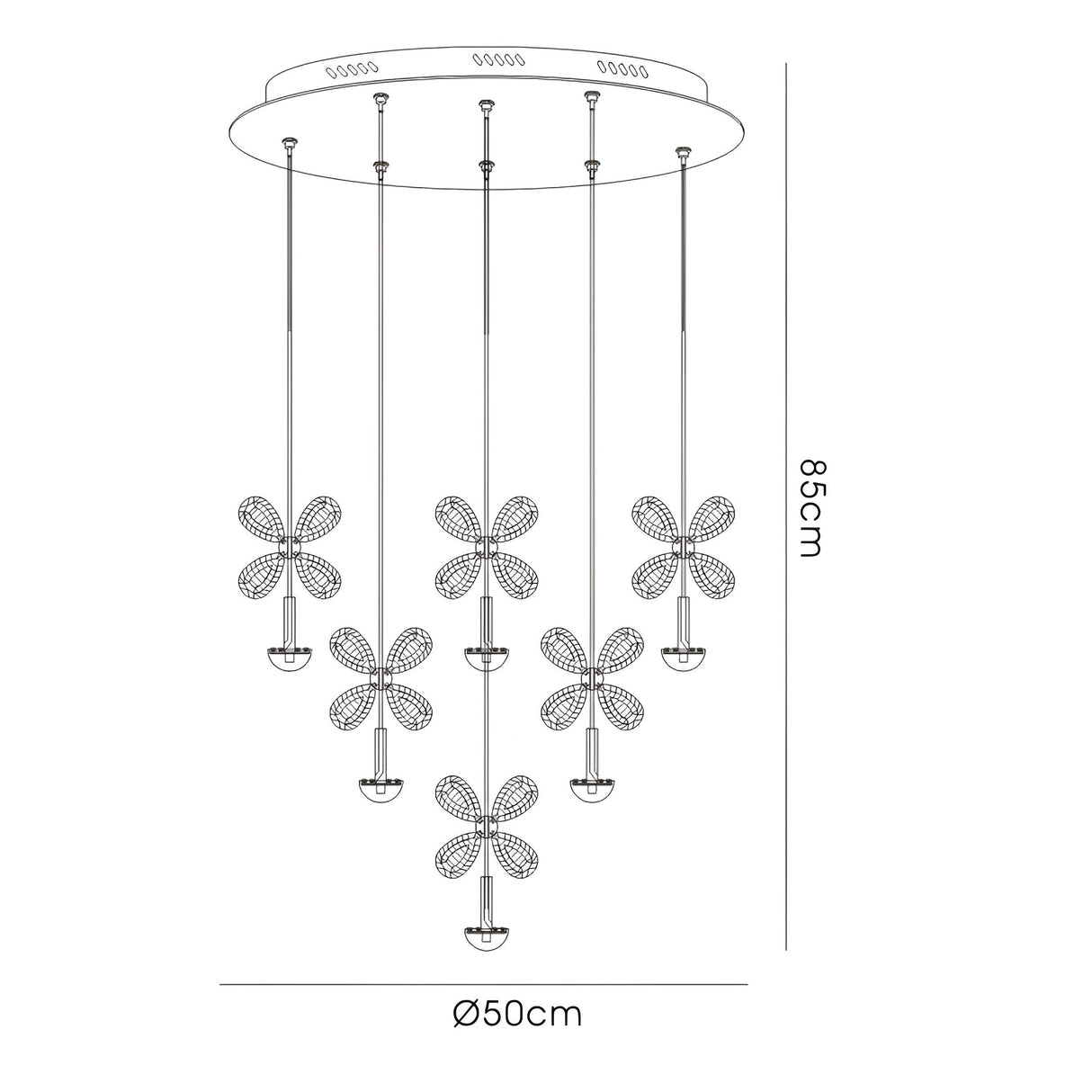 Aviva 16 Light LED Crystal Cluster Pendant Light 4000K - Polished Chrome