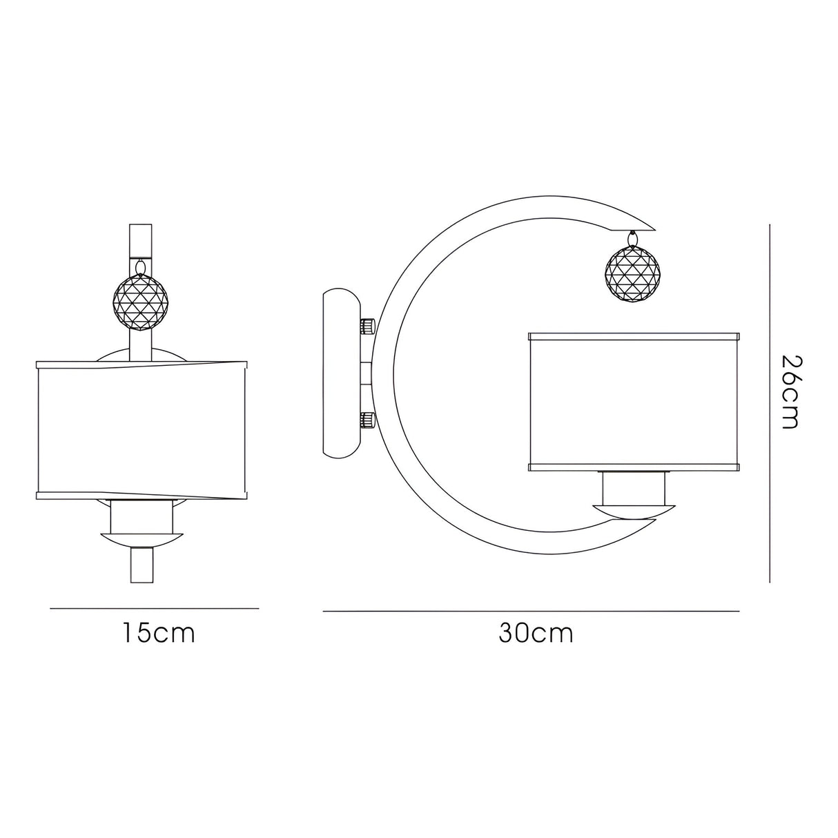 Lincoln 1 Light Glass Wall Light - Satin Nickel