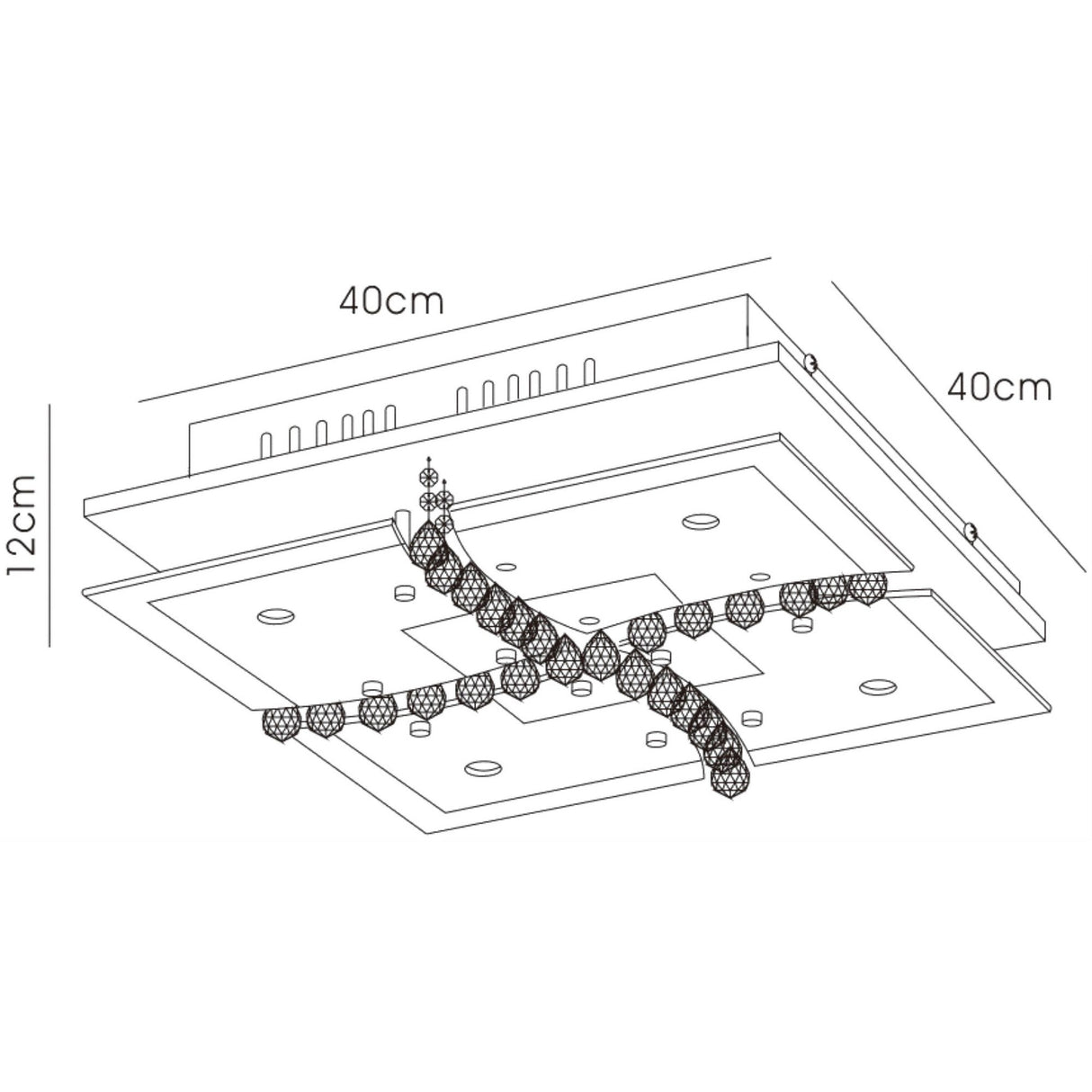 Chisora 5 Light Glass Crystal Flush Ceiling Light - Polished Chrome