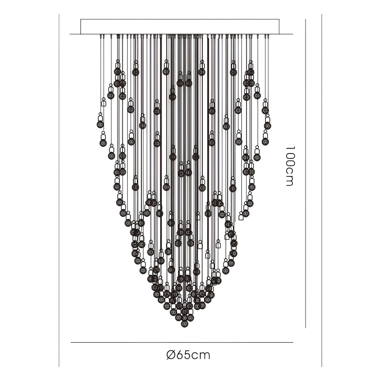 Colorado 9 Light Cone Crystal Cluster Pendant Light - Polished Chrome