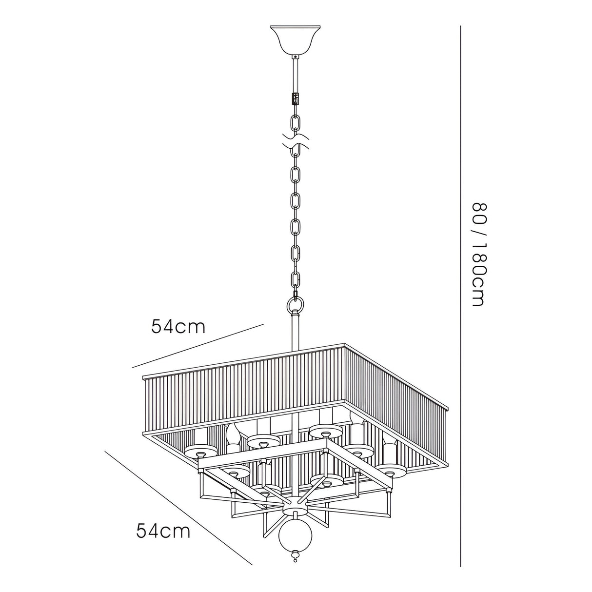 Vanessa Square 8 Light Crystal Chandelier - Polished Chrome