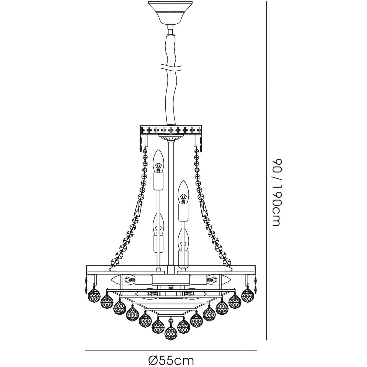 Frances 55cm 14 Light Crystal Chandelier - Polished Chrome