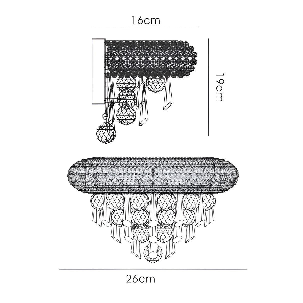 Alexandra Small 2 Light Crystal Wall Light - Chrome