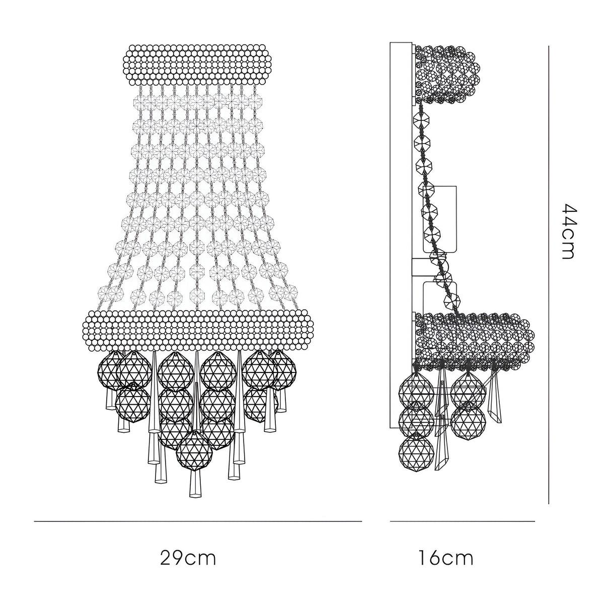 Alexandra Tall 3 Light Crystal Wall Light - Chrome