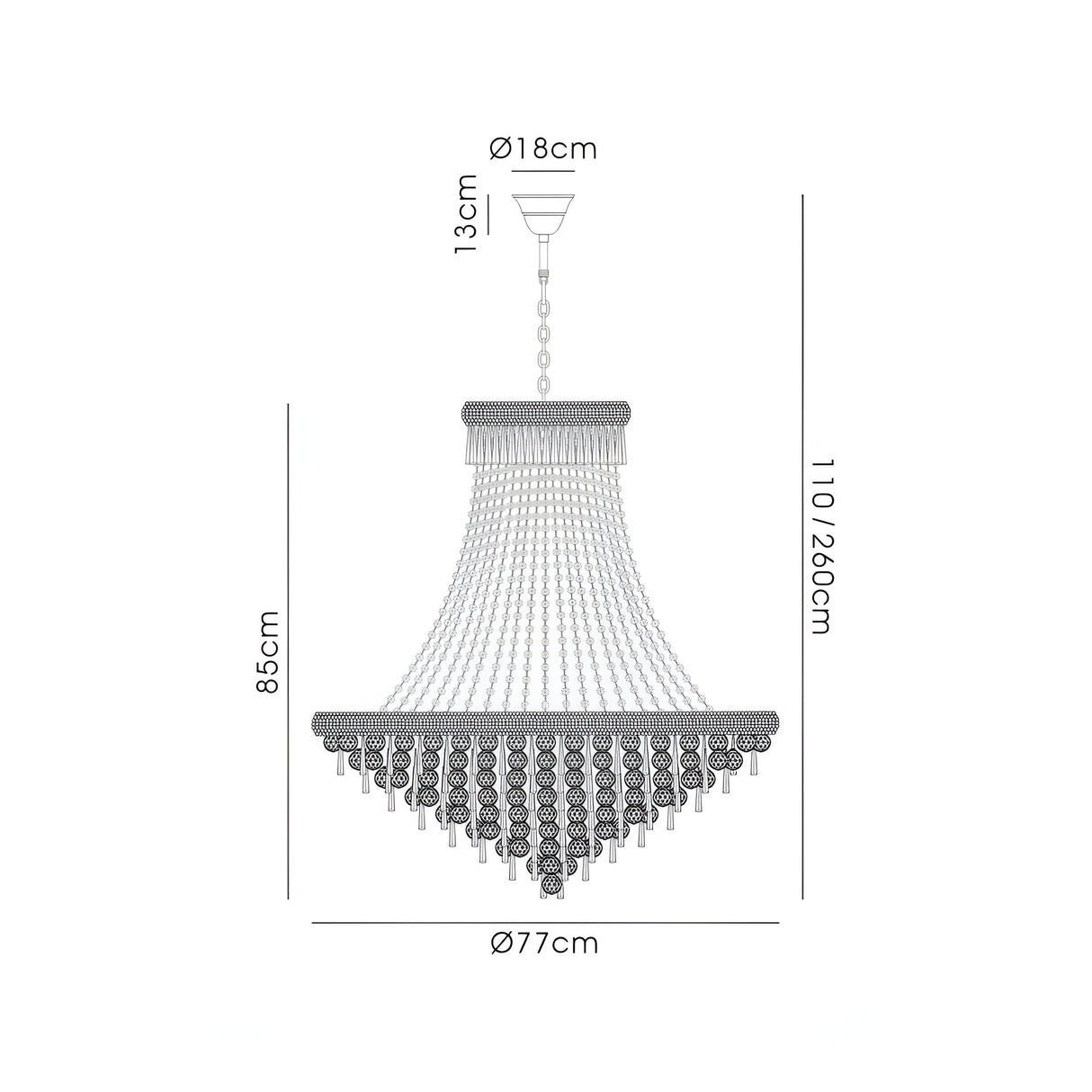 Alexandra 77cm 18 Light Crystal Chandelier - Chrome