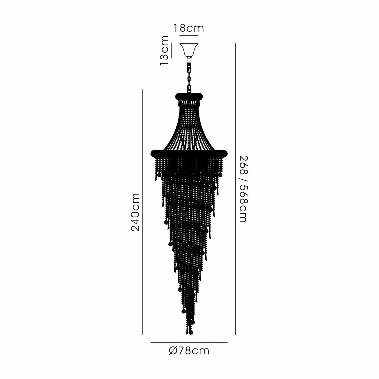 Alexandra 78cm 4 Layer Spiral 49 Light Crystal Chandelier - Chrome