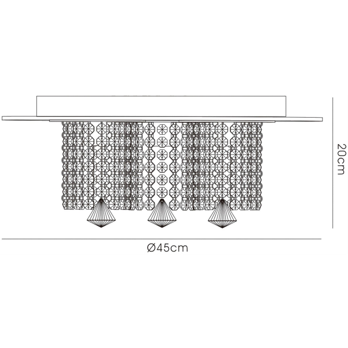 Pegasus 3 Light Mirror Crystal Flush Ceiling Light - Polished Chrome