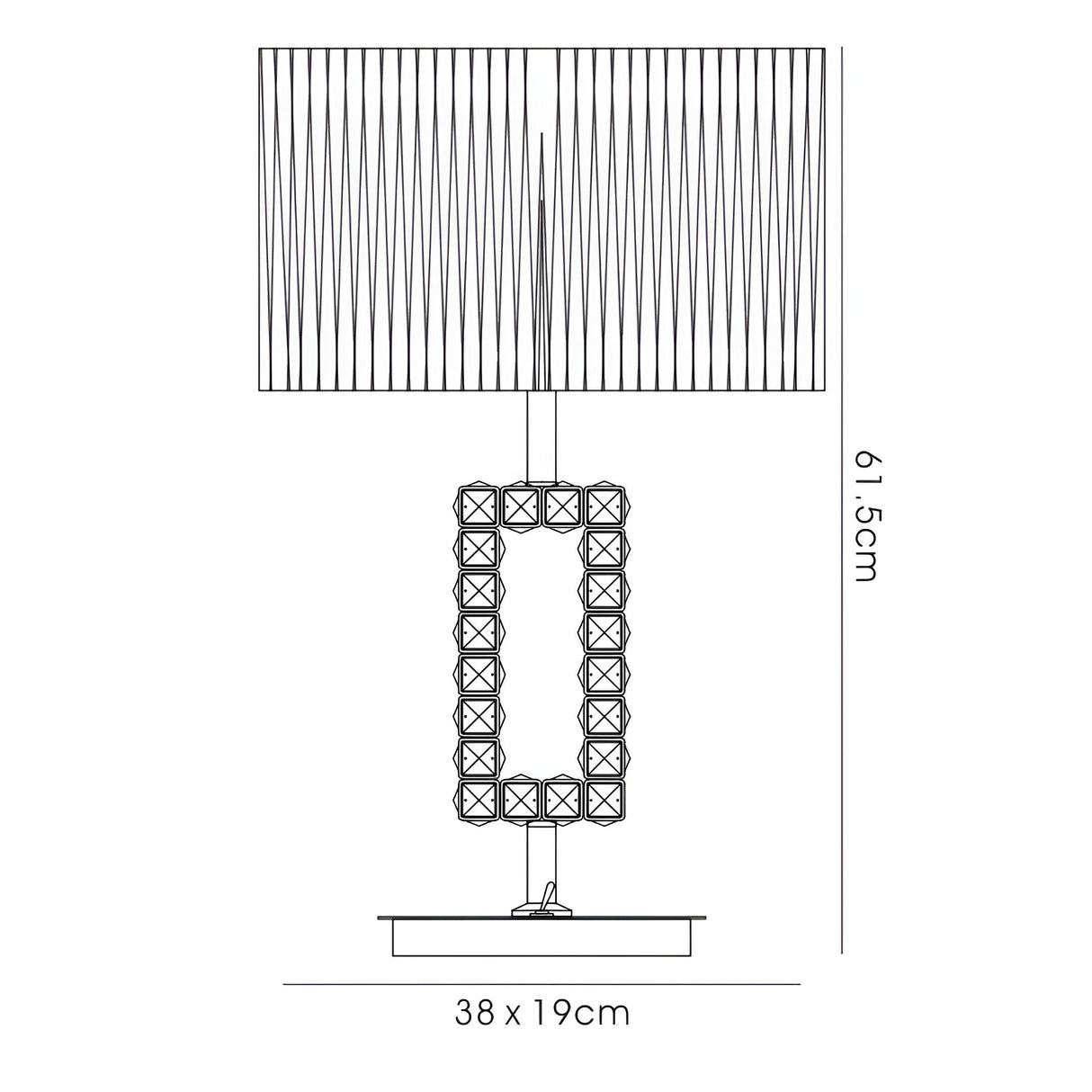 Florence Rectangle 1 Light Crystal Table Lamp - Brass With Cream Shade