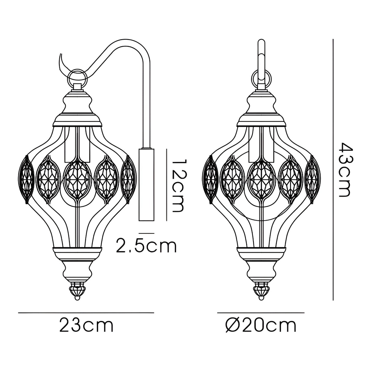 Marisa 1 Light Amber Crystal Wall Light - Antique Brass