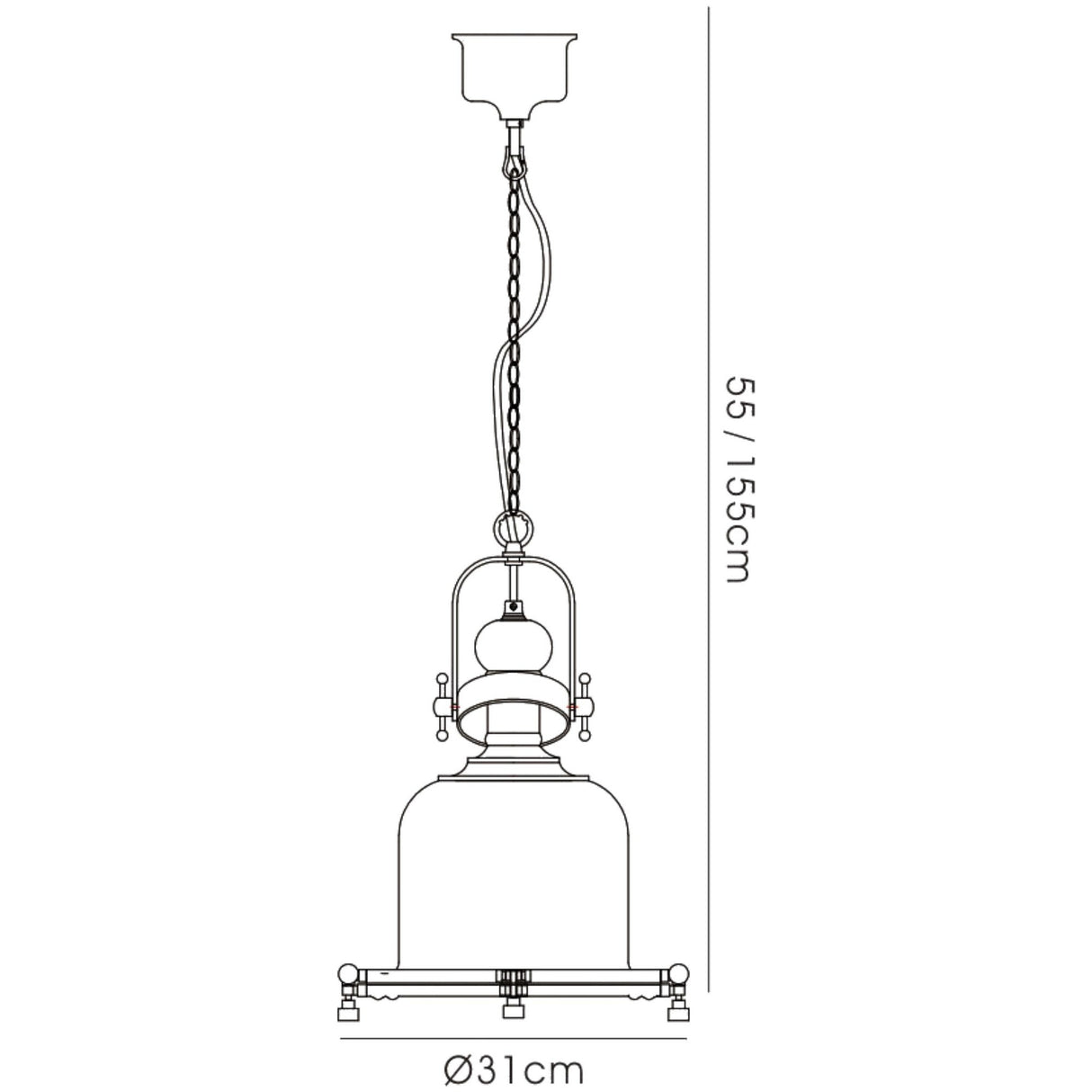Riley 31cm Small Bell 1 Light Pendant Light - Antique Brass & Cognac